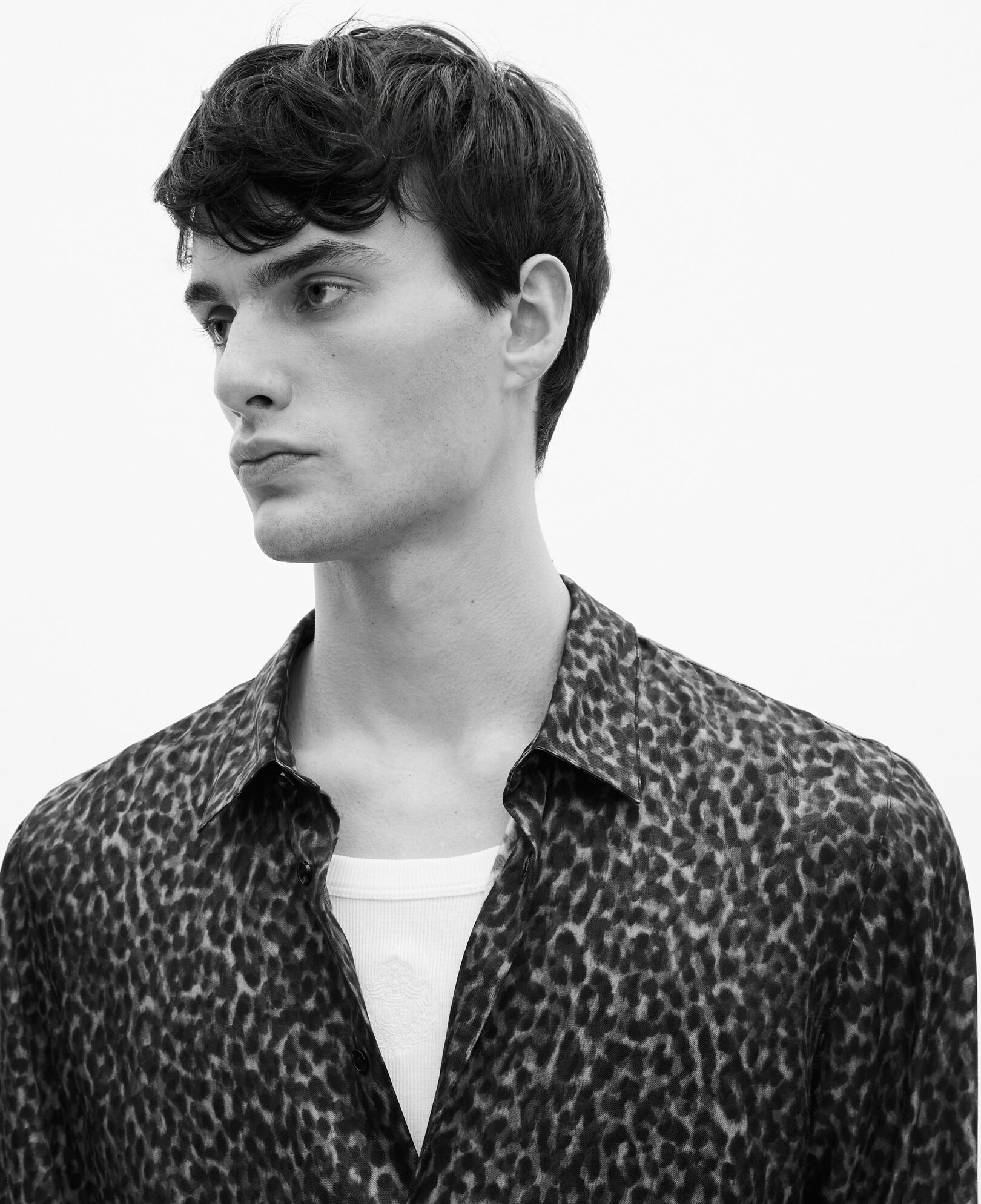 The Kooples MEN BLUE leopard print silk blend shirt