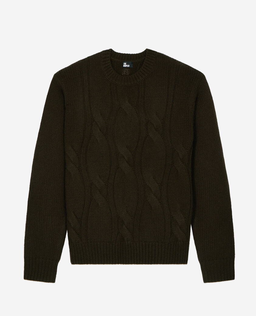 The Kooples HERREN DARK GREEN dunkelgrüner pullover aus wolle und kaschmir