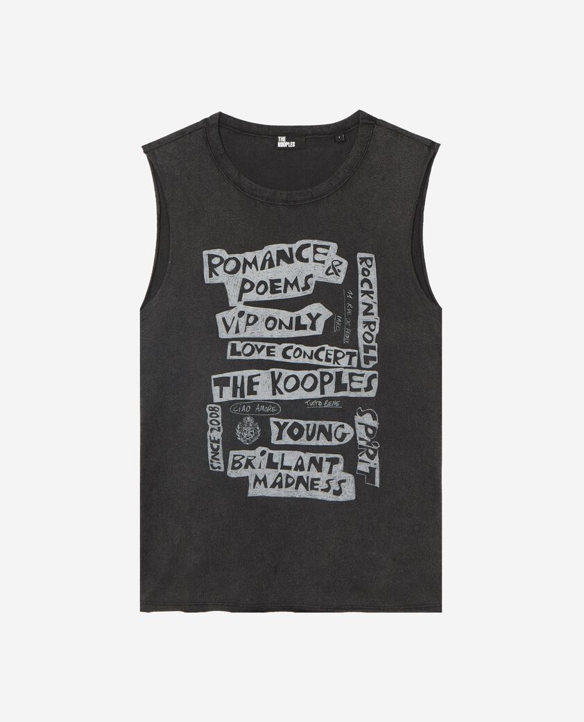 The Kooples WOMEN BLACK WASHED tank top with faded black screen print