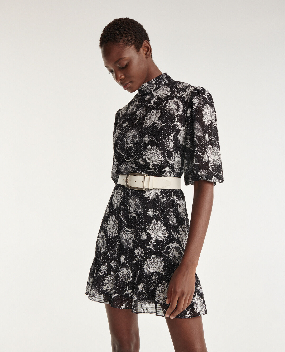 Short jacquard dress with high neck The Kooples
