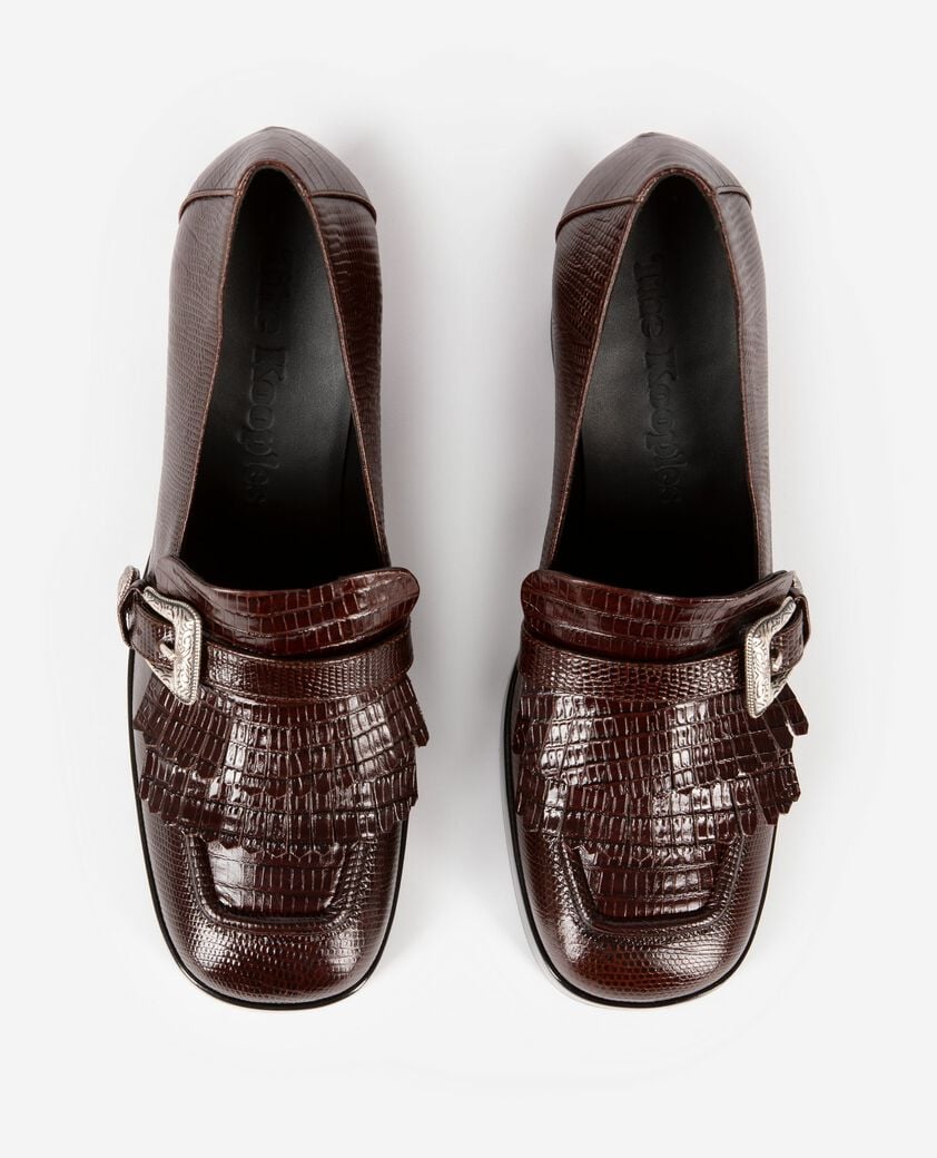 The Kooples FEMME BROWN mocassins à talons en cuir marrons