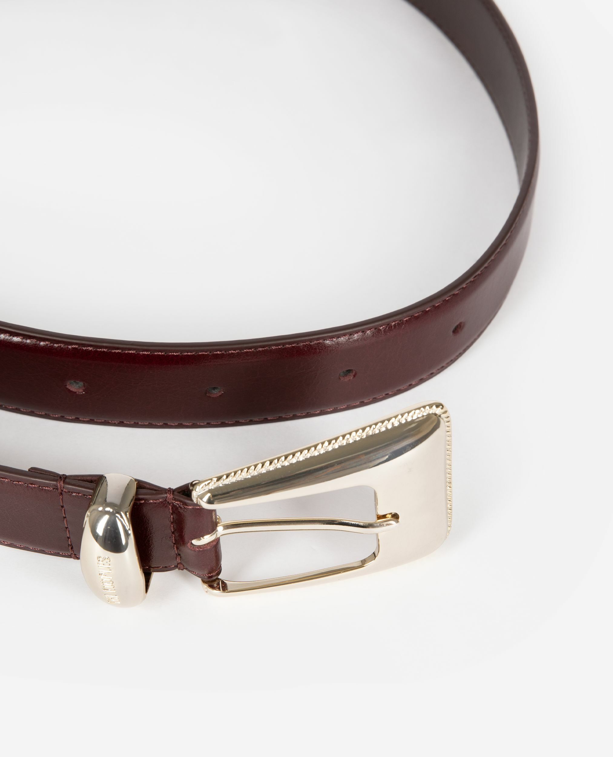 Ceinture en cuir bordeaux, BORDEAUX, hi-res image number null