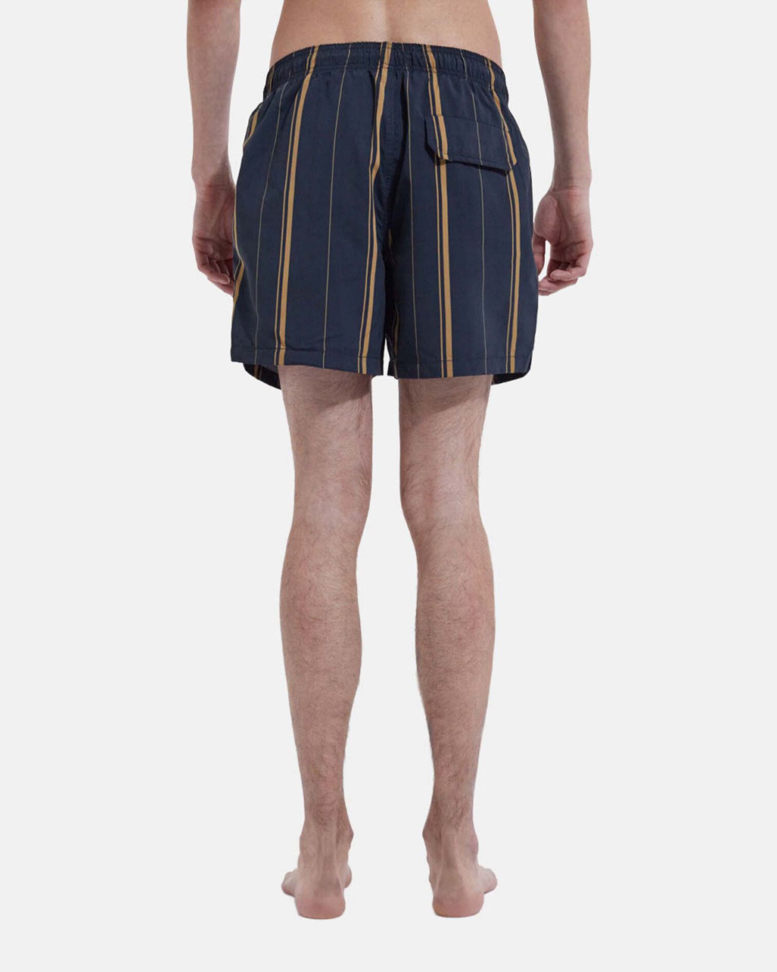 Navy blue swim shorts with contrasting logo, NAVY, hi-res image number null