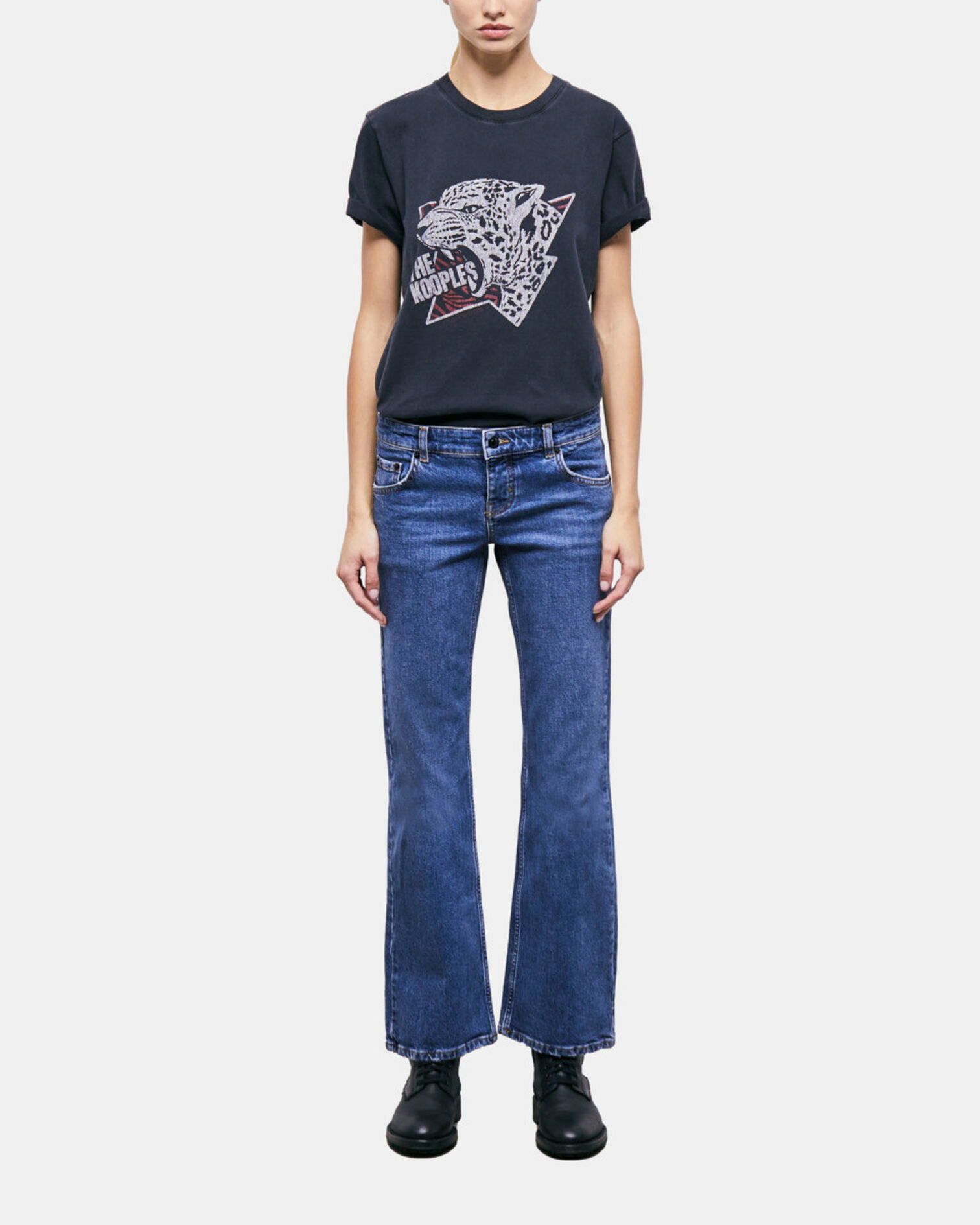 Blue bootcut jeans, BLUE DENIM, hi-res image number null