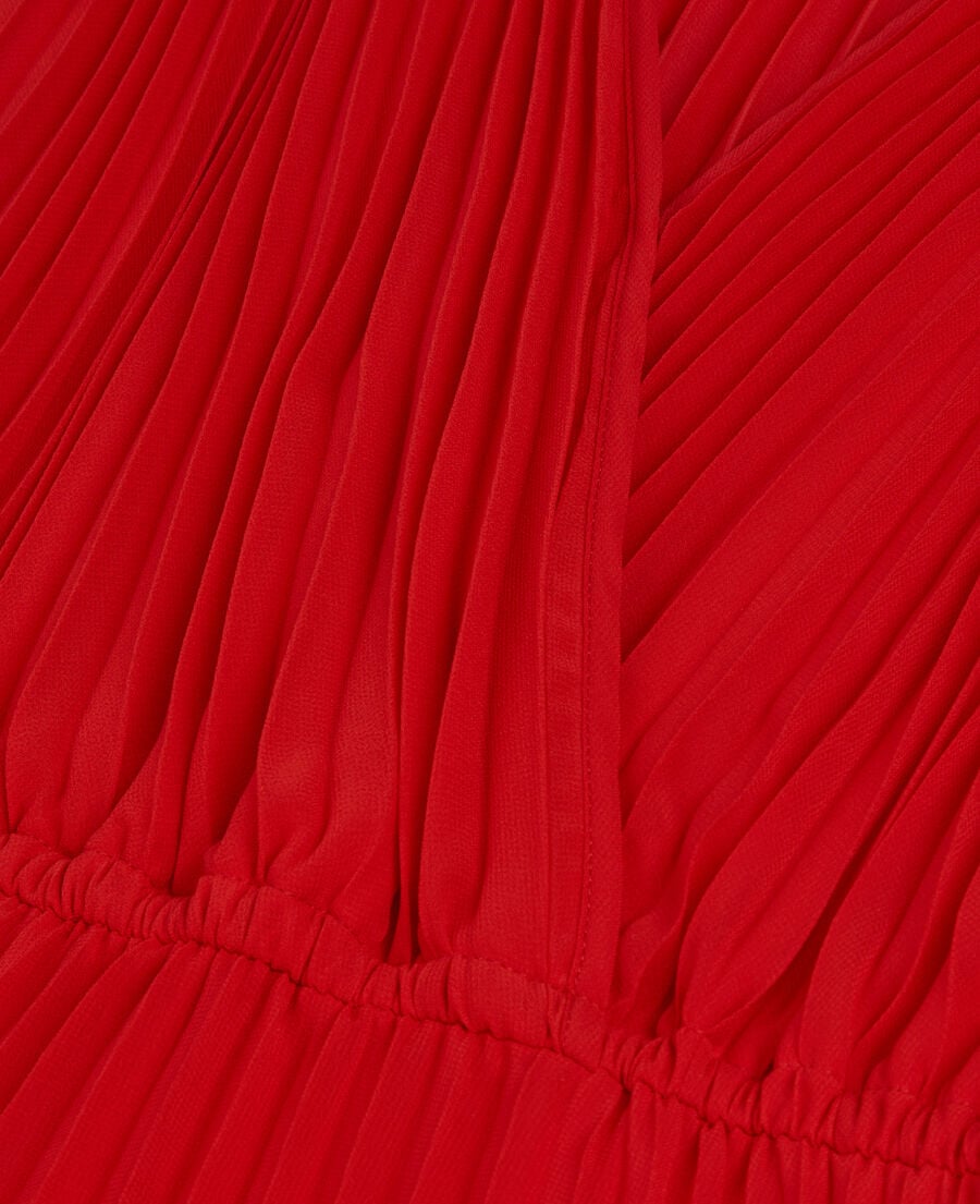 The Kooples FEMME RED robe longue plissée rouge