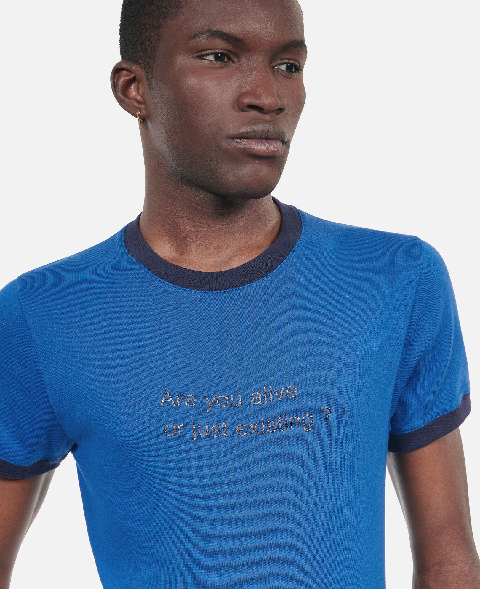 The Kooples MEN BLUE BRUT blue are you alive serigraphy t-shirt