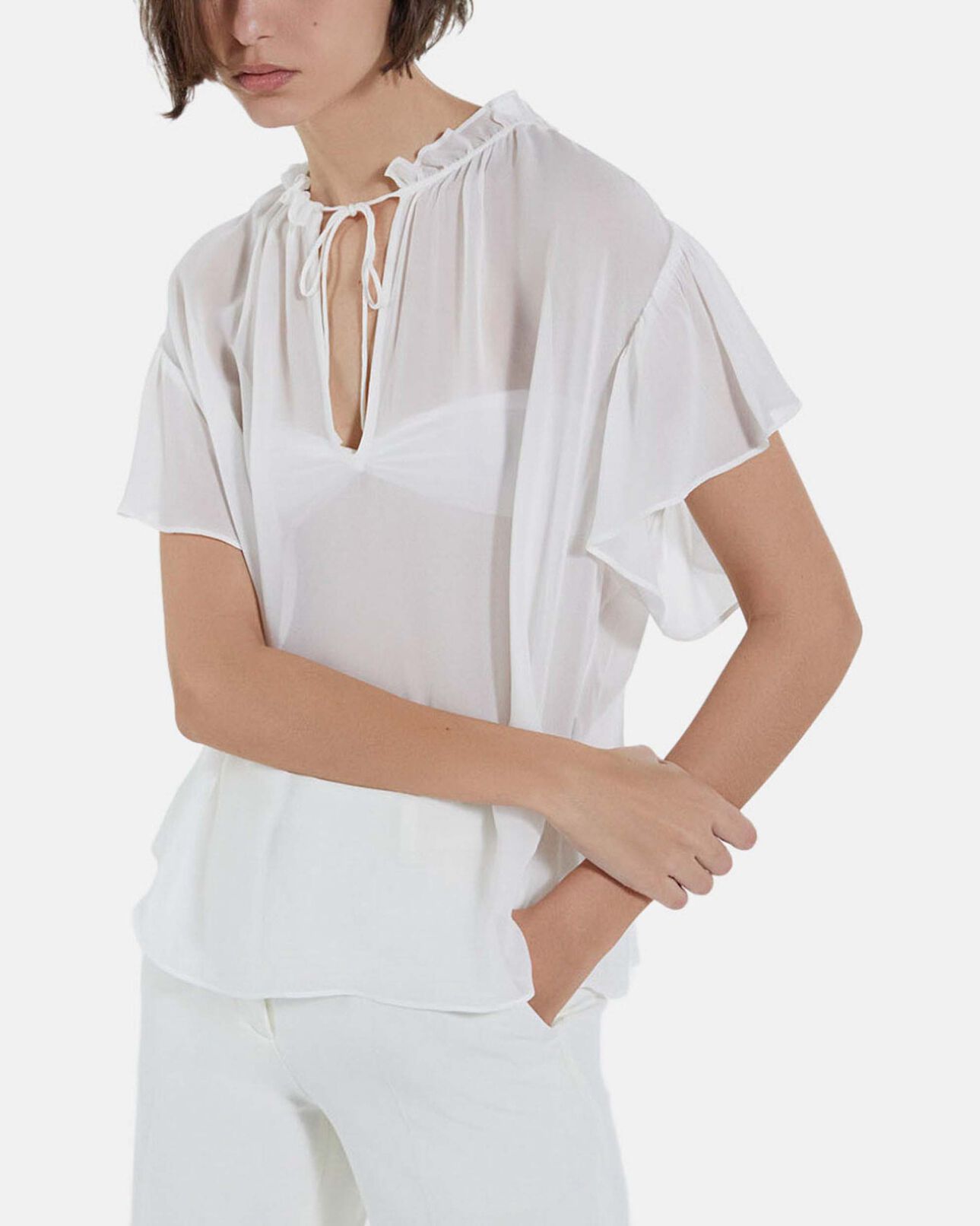 The Kooples FEMME OFF WHITE blouse à volants