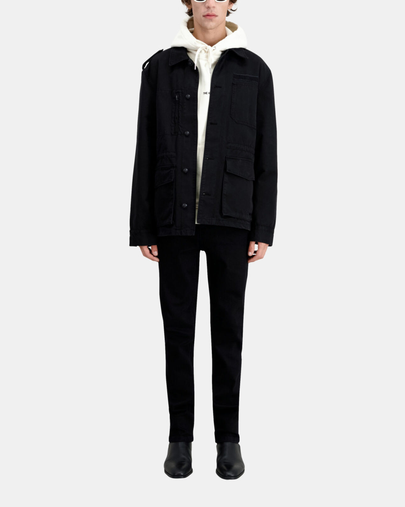 The Kooples HOMME BLACK veste worker noire en denim