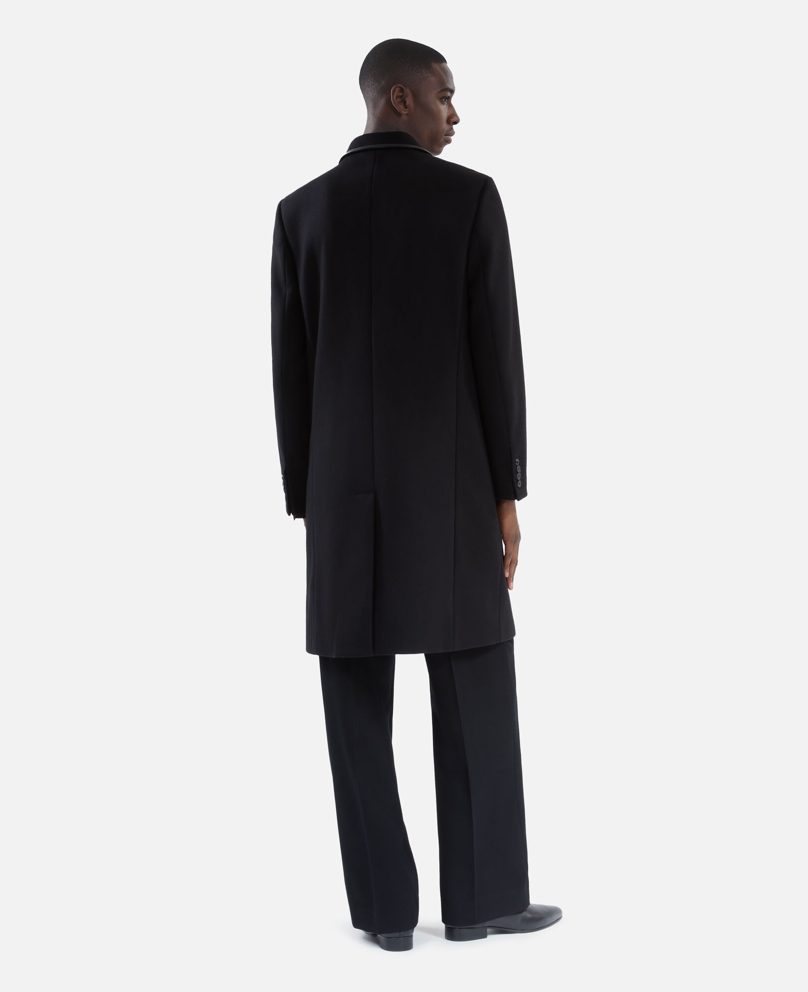 The Kooples HOMME BLACK manteau long en laine mélangée noire