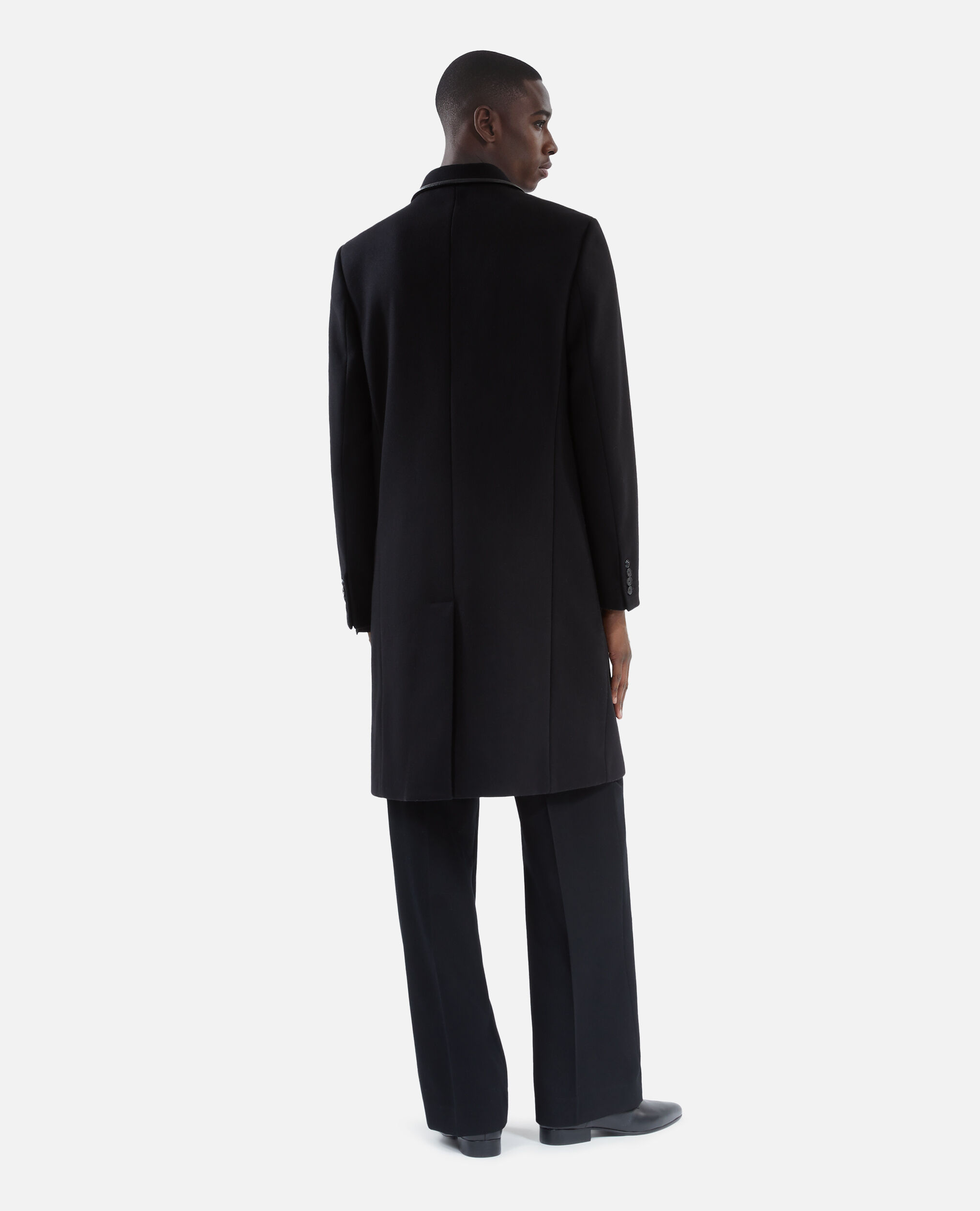Manteau long en laine mélangée noire, BLACK, hi-res image number null