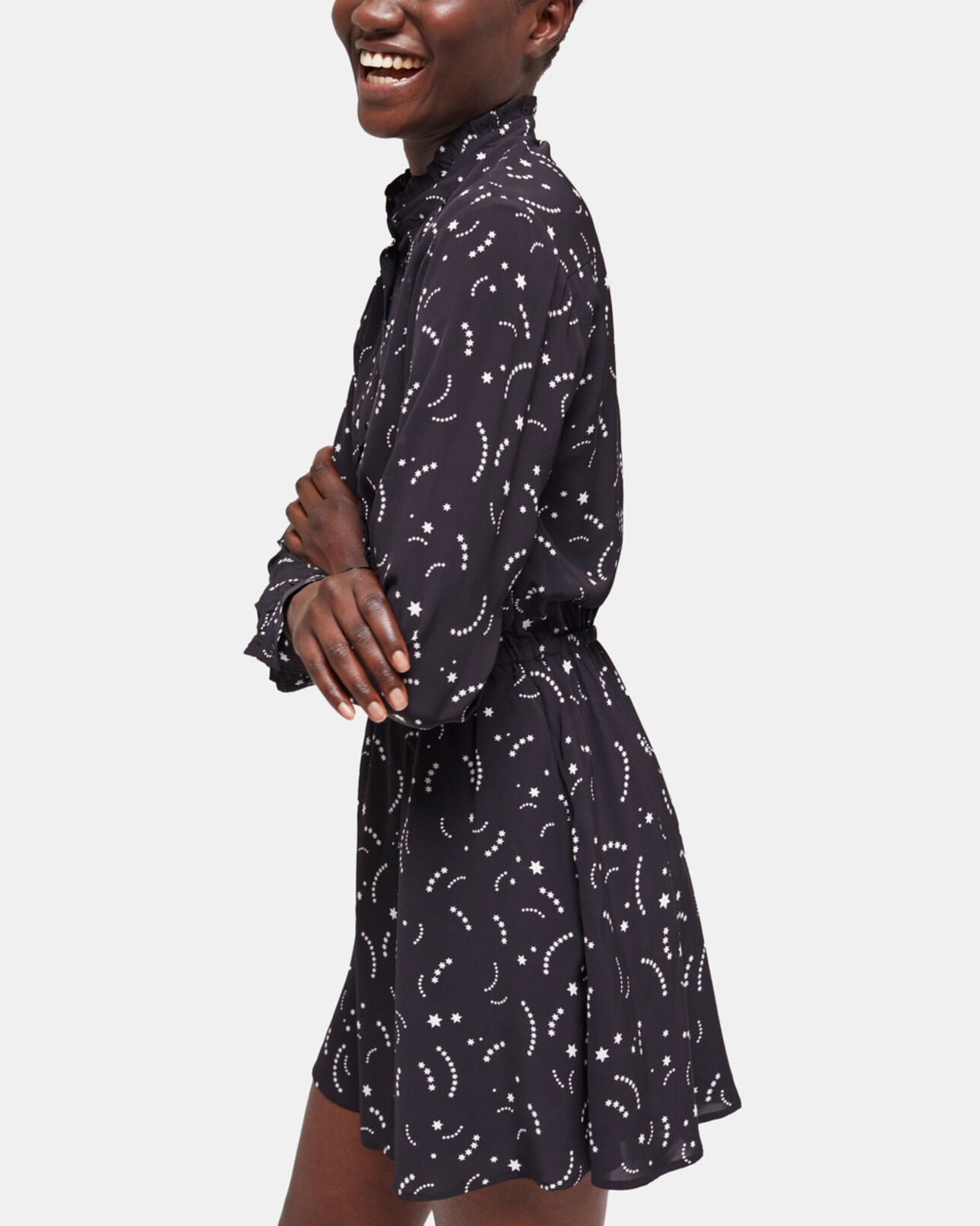The Kooples DAMEN BLACK WHITE kurzes kleid mit print