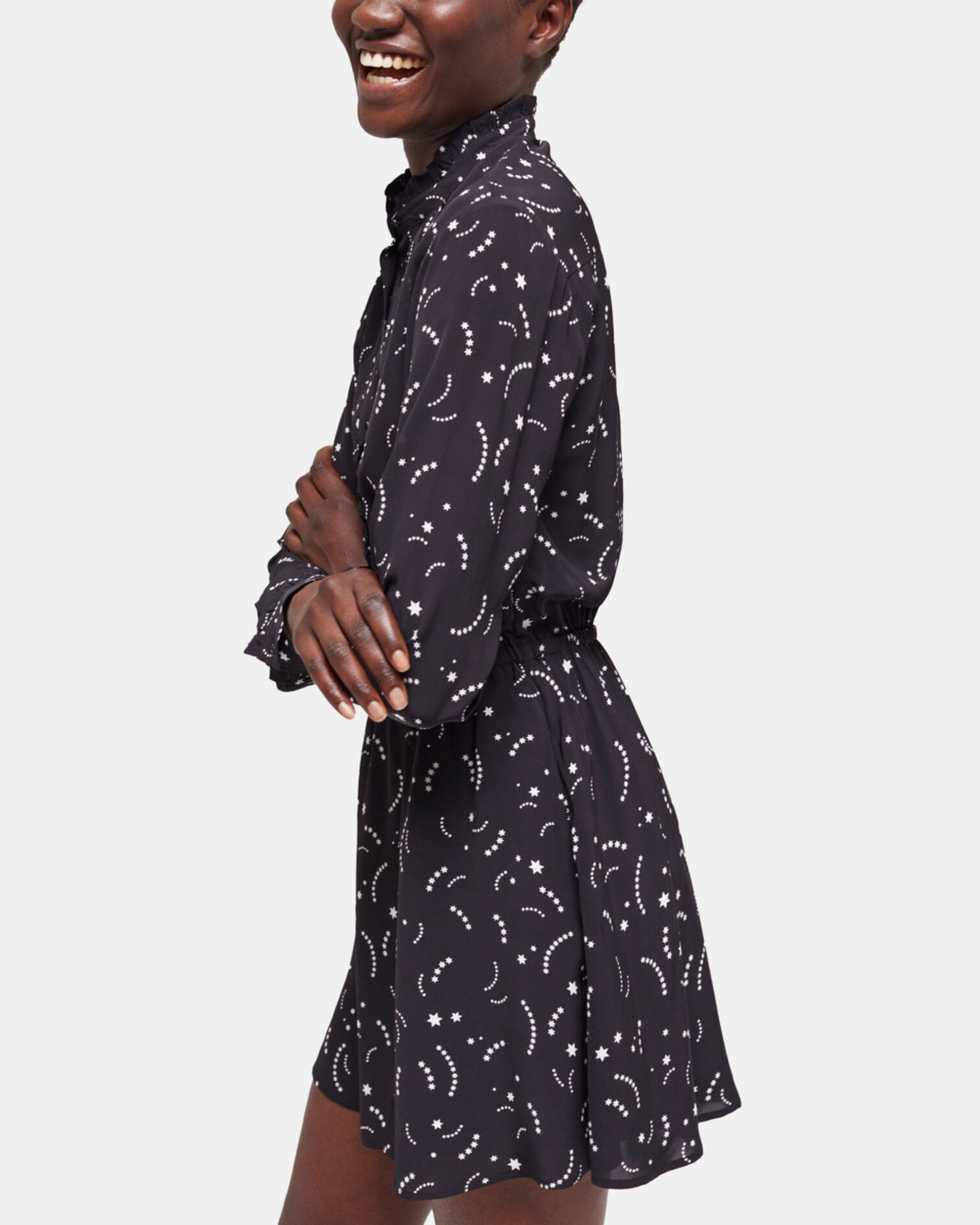 Kurzes Kleid mit Print, BLACK WHITE, hi-res image number null