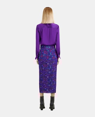 The Kooples FEMME BLUE RED jupe midi imprimée en soie