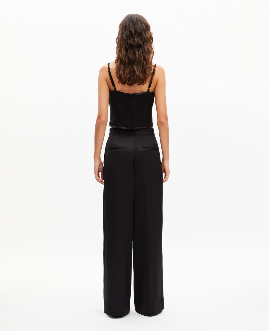 The Kooples F BLACK black satin wide-leg pants