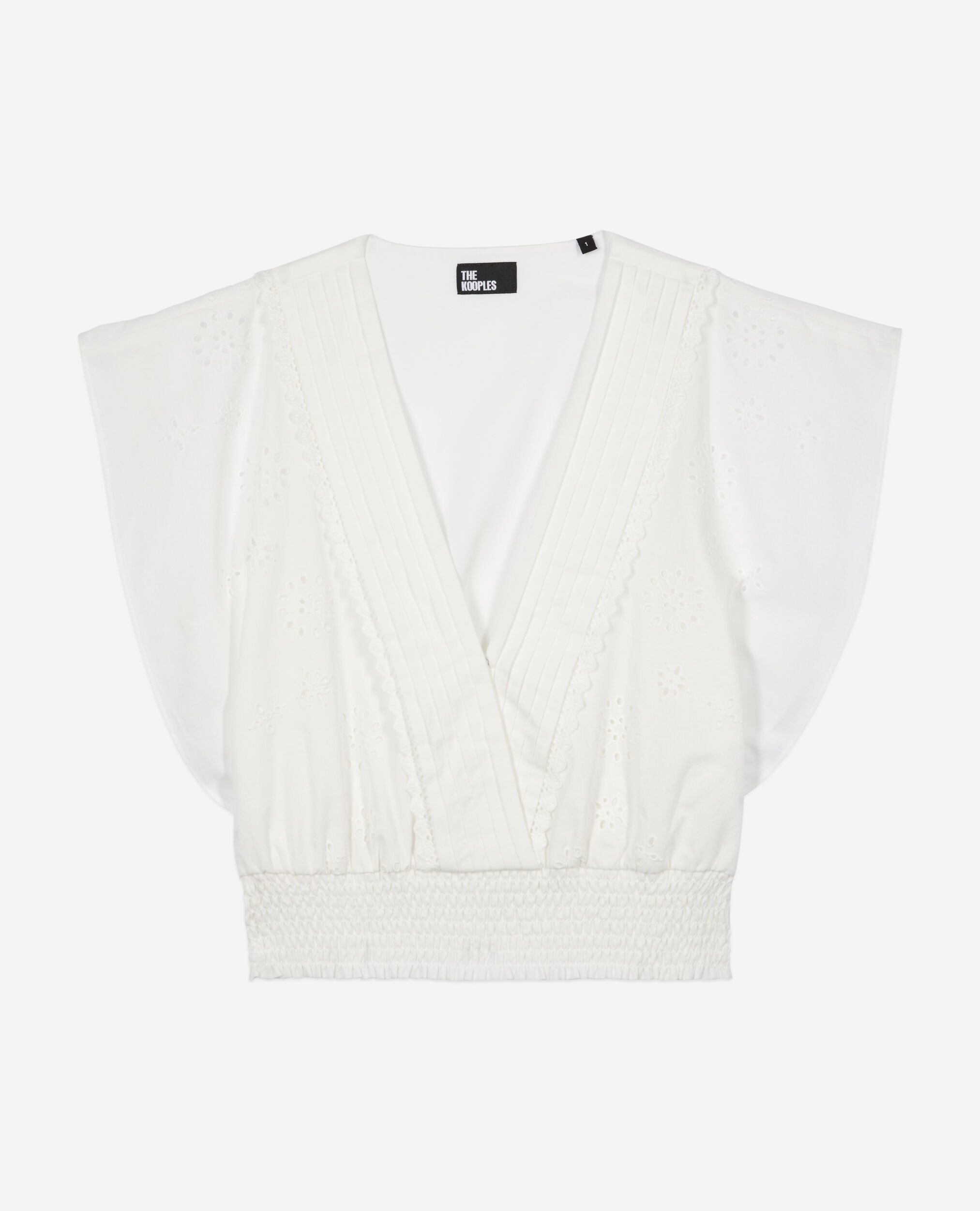 Top court blanc en broderie anglaise, WHITE, hi-res image number null
