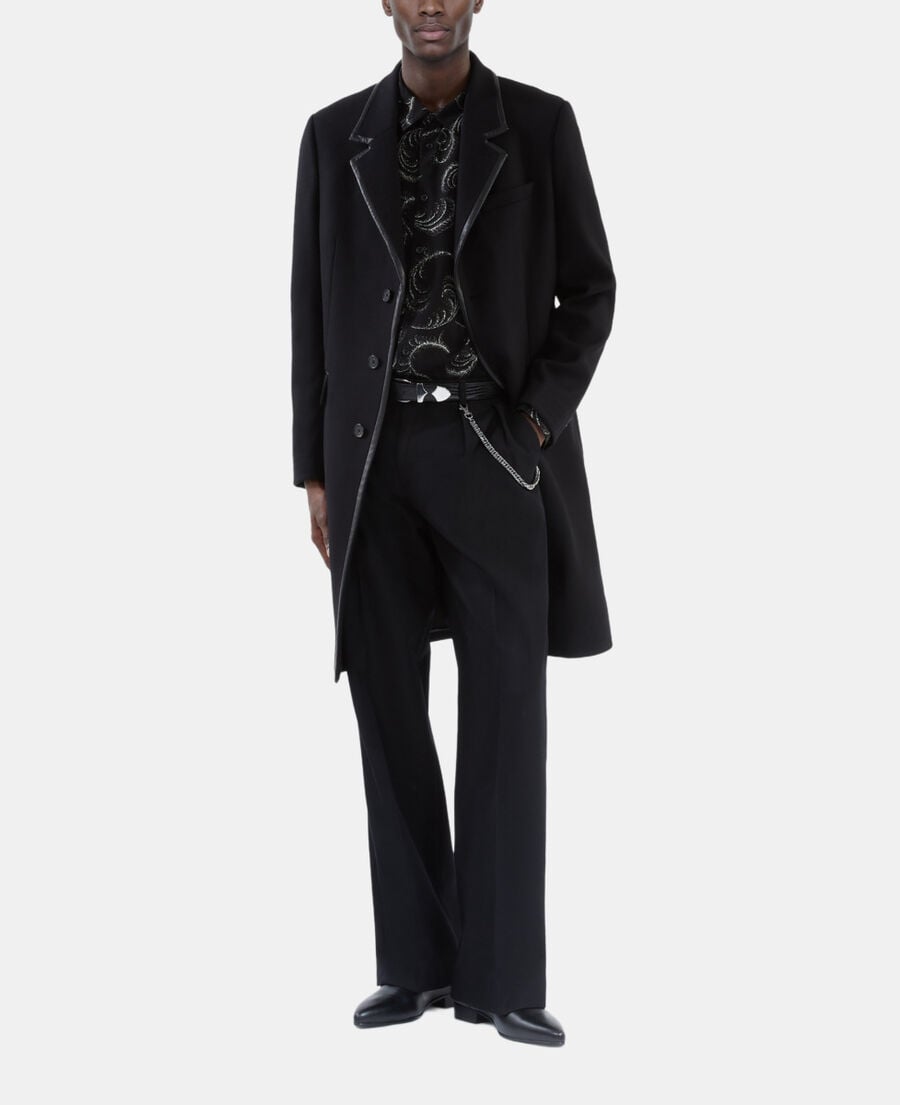 The Kooples HOMME BLACK manteau long en laine mélangée noire