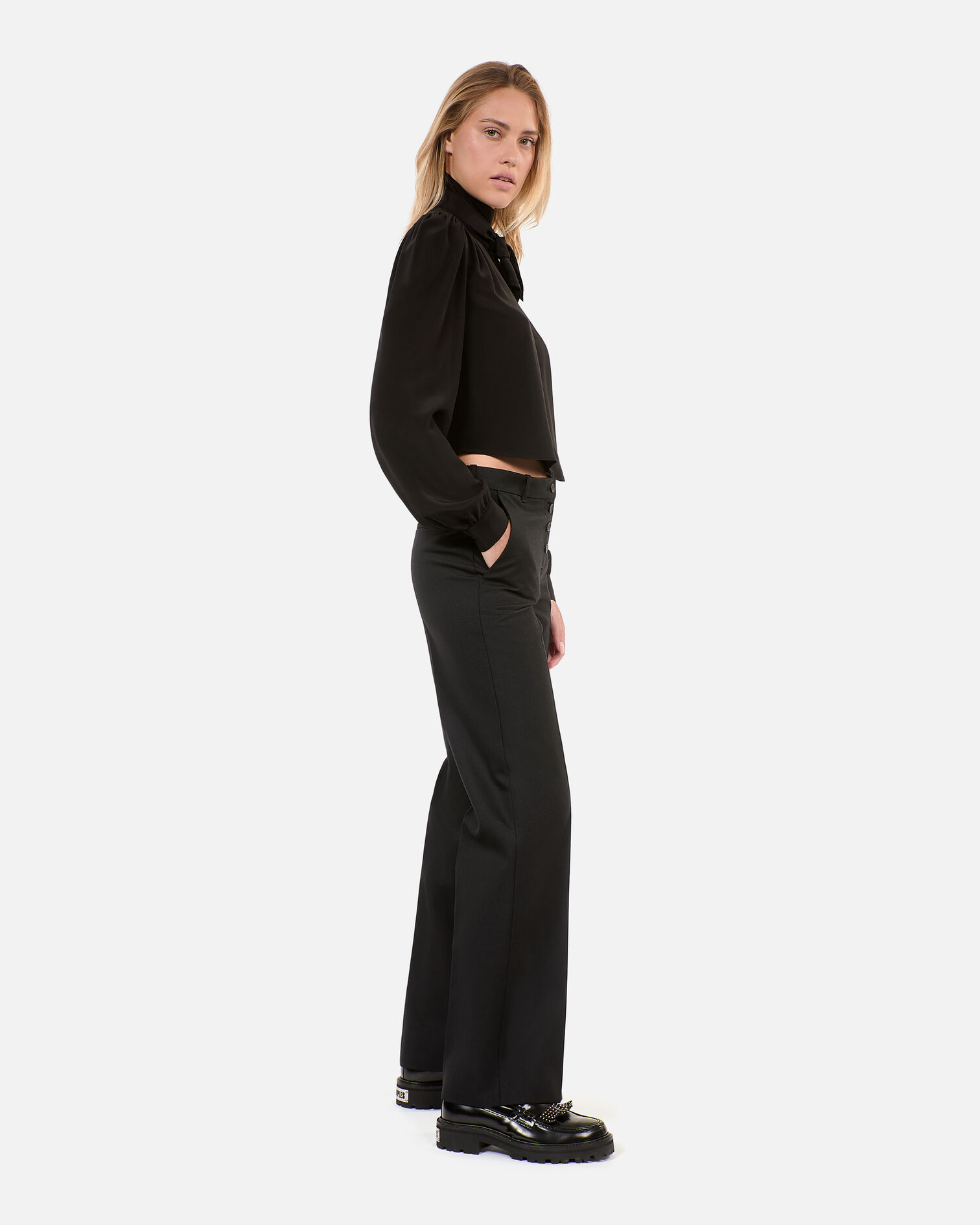 Pantalon droit noir, BLACK, hi-res image number null
