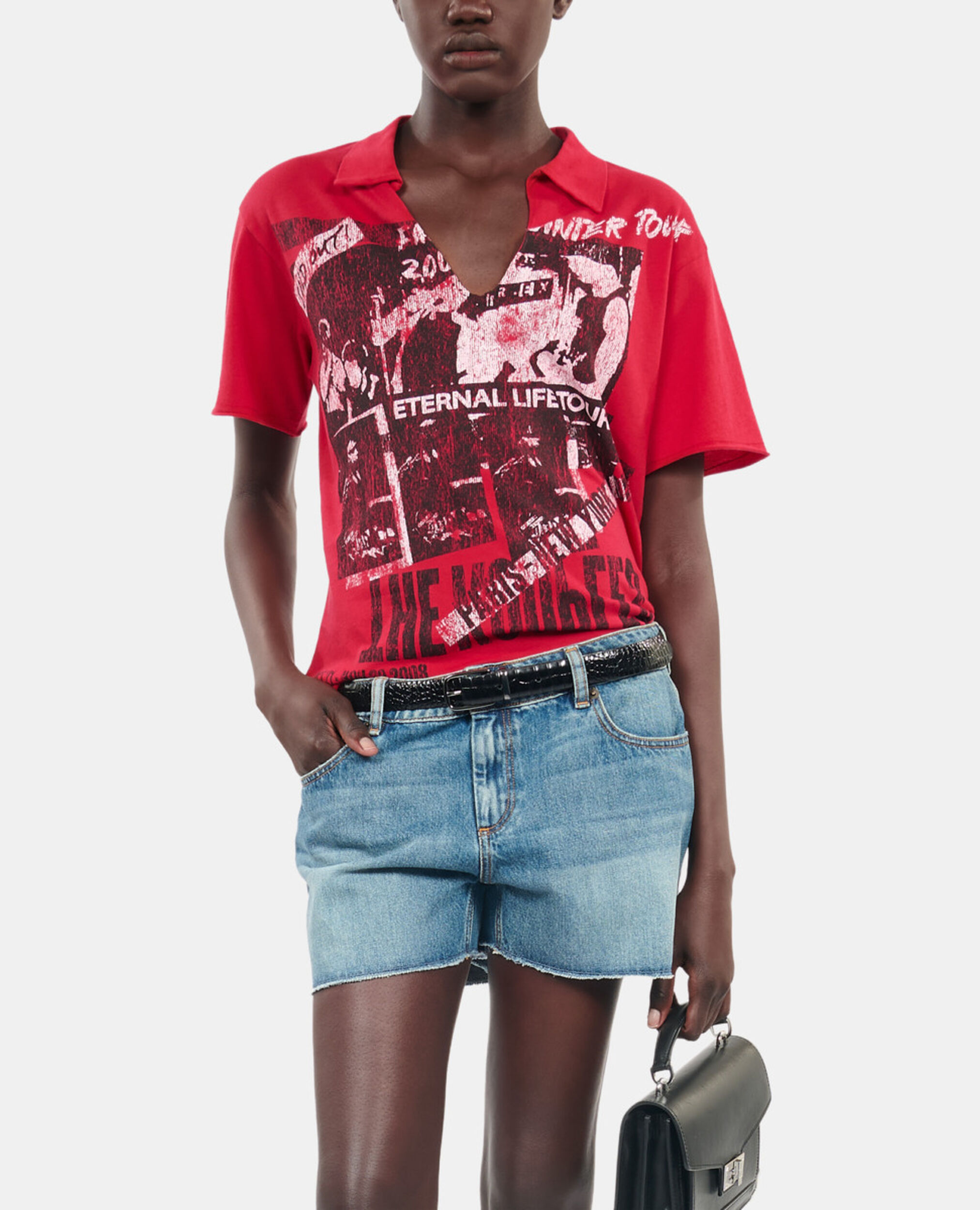 T-shirt avec sérigraphie rouge, RUBIS, hi-res image number null