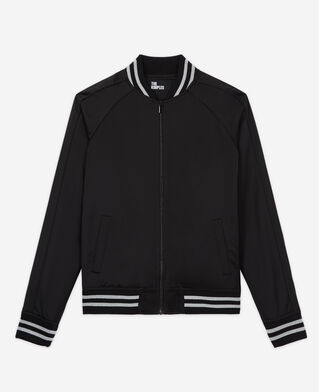 The Kooples WOMEN BLACK black satin zipped sweatshirt
