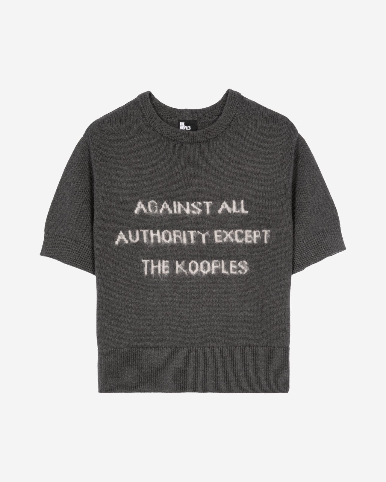 The Kooples FEMME MIDDLE GREY MEL/WHITE pull manches courtes sérigraphie