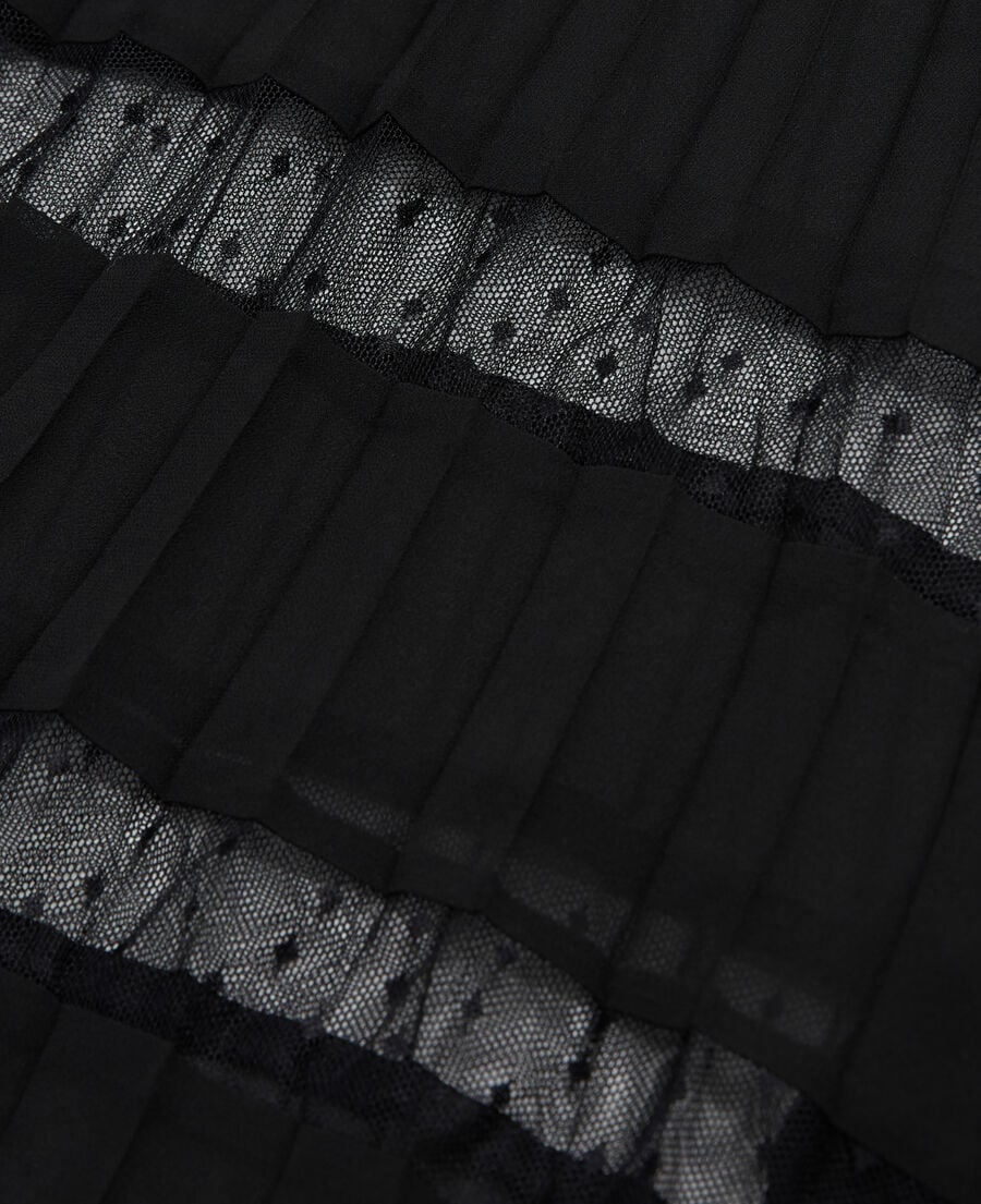 The Kooples MUJER BLACK vestido largo plisado negro