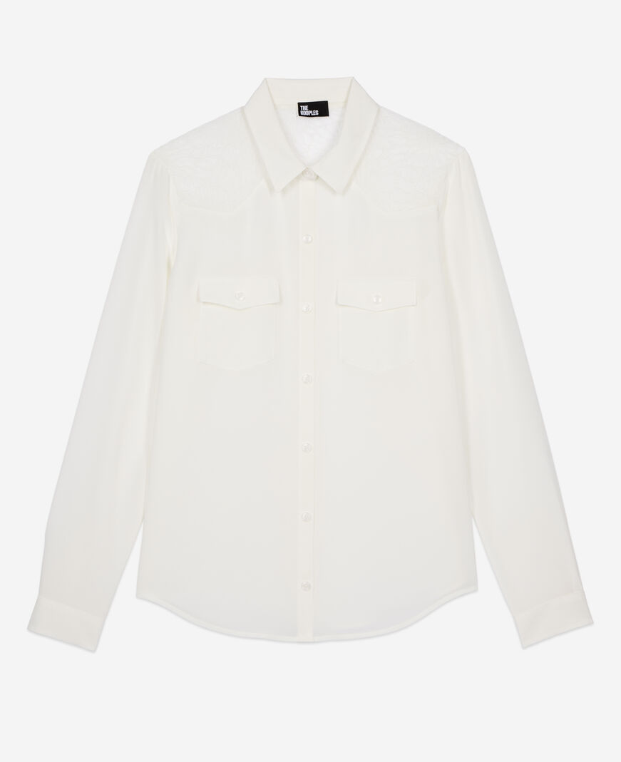 The Kooples F ECRU silk shirt with ecru lace