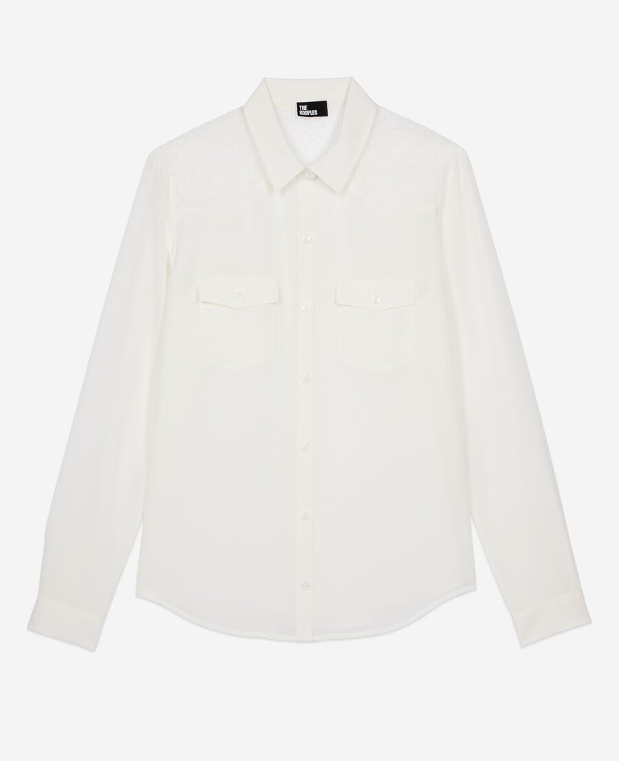 The Kooples F ECRU silk shirt with ecru lace