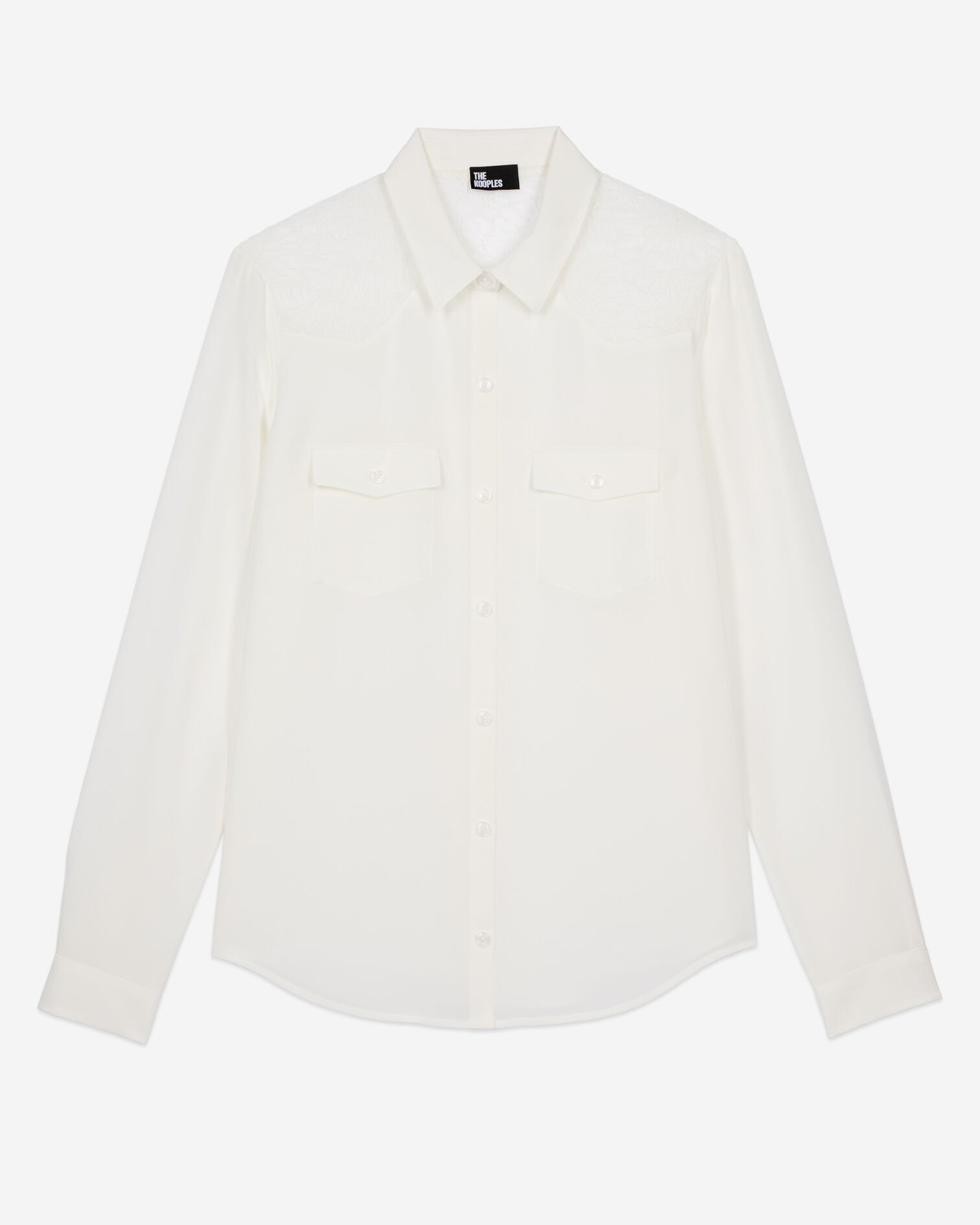 Silk shirt with ecru lace, ECRU, hi-res image number null