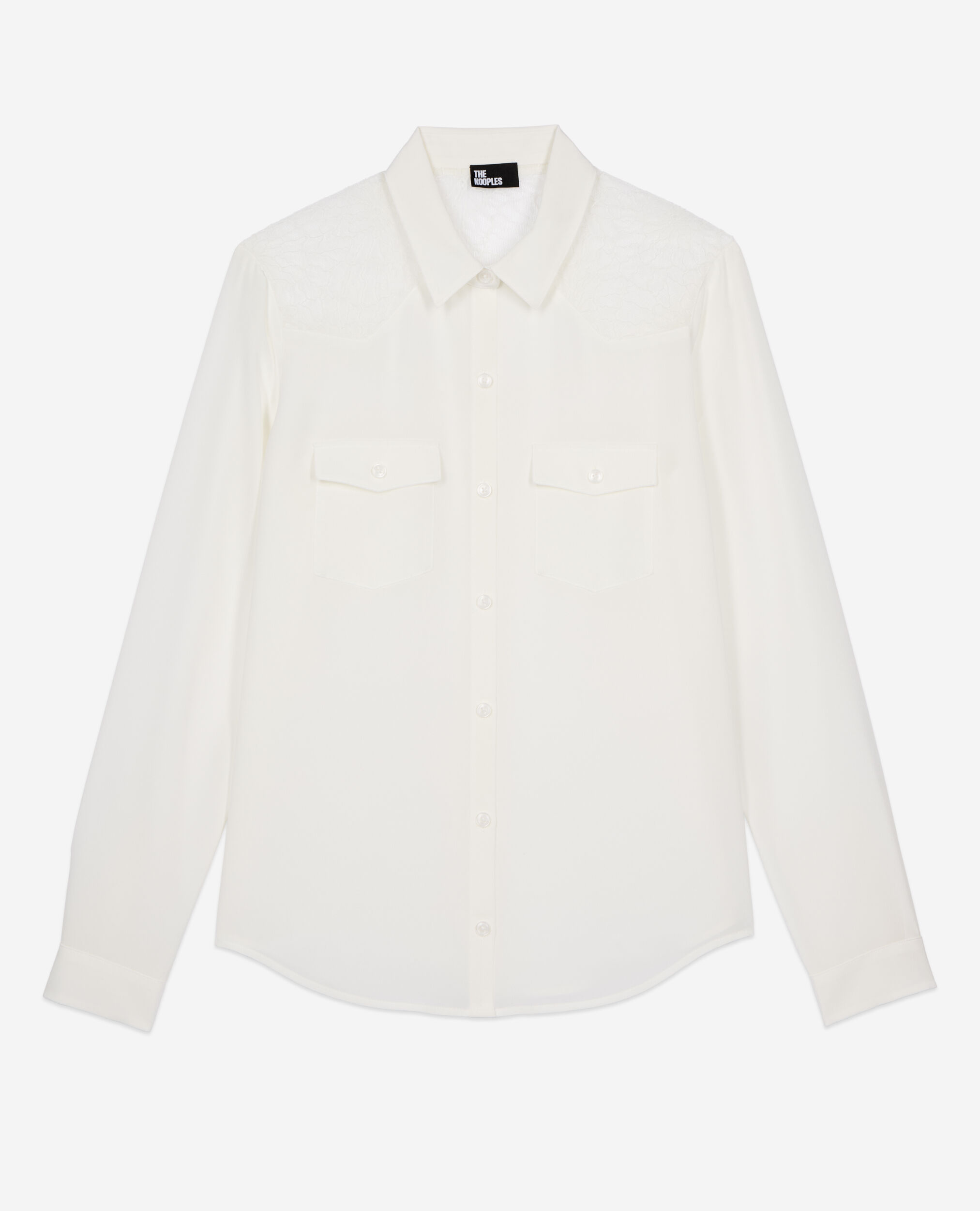 Silk shirt with ecru lace, ECRU, hi-res image number null