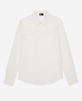 The Kooples F ECRU silk shirt with ecru lace
