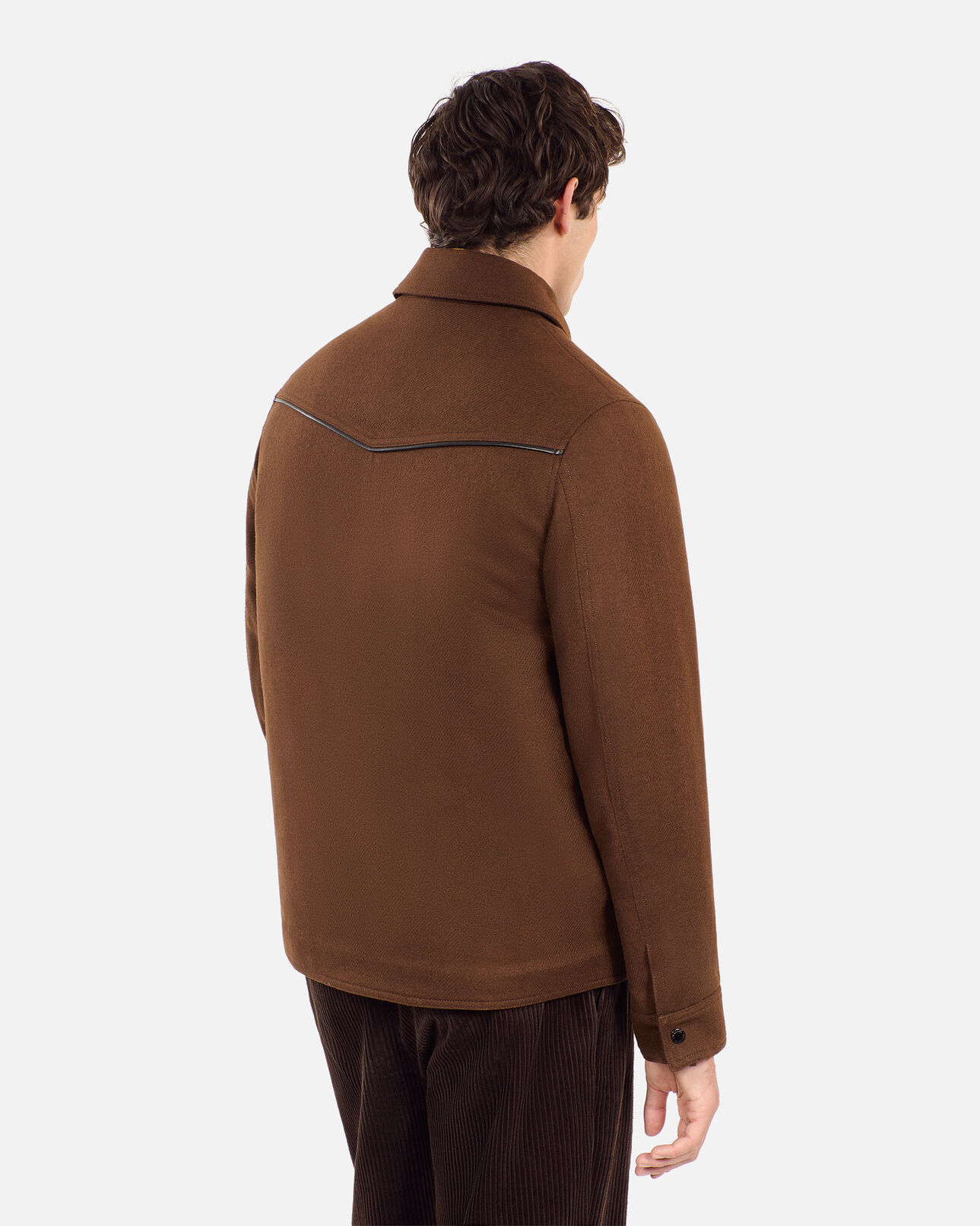 The Kooples MEN BROWN brown flannel overshirt-style jacket