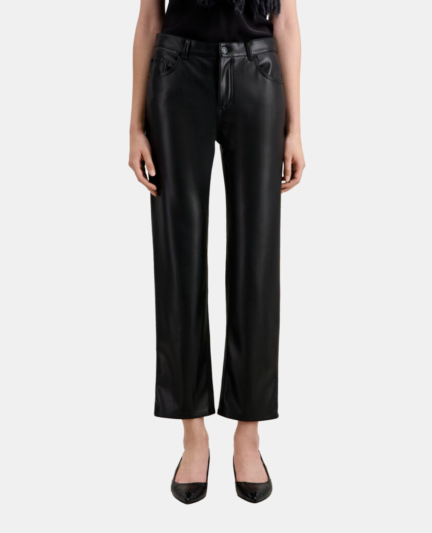 The Kooples WOMEN BLACK black leather effect trousers