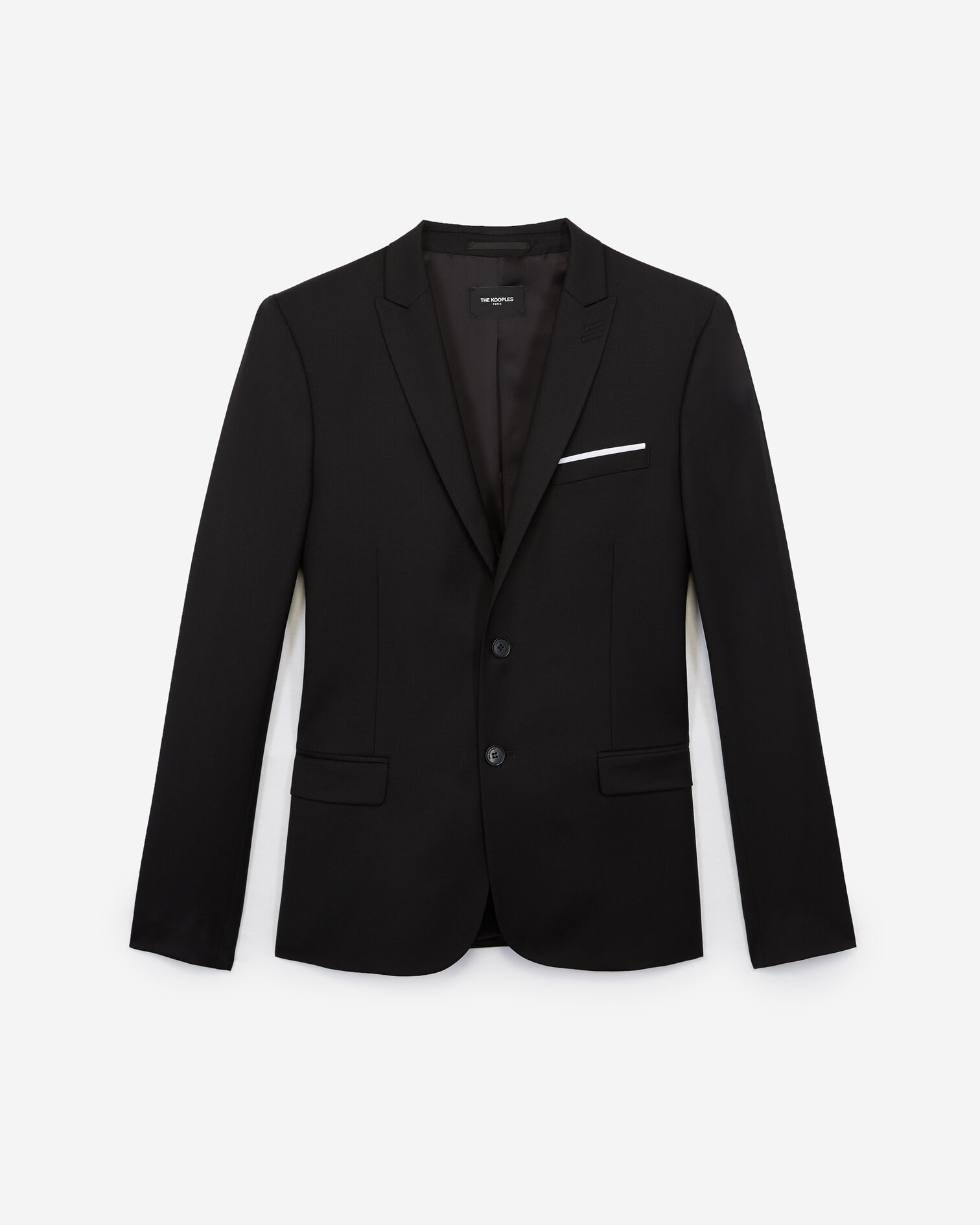 Black wool suit fitted jacket, BLACK, hi-res image number null