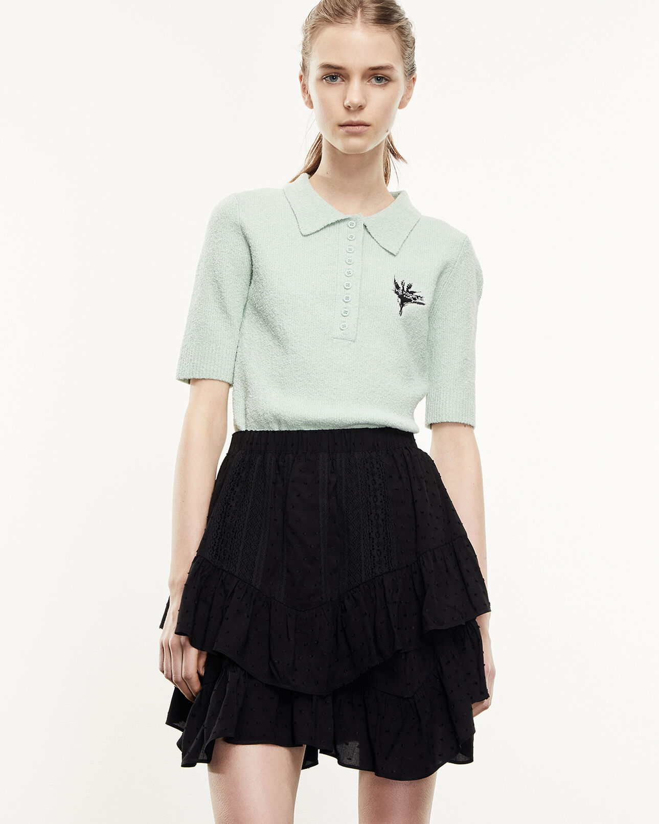 The Kooples DAMEN MINT poloshirt grün tailliert geknöpft