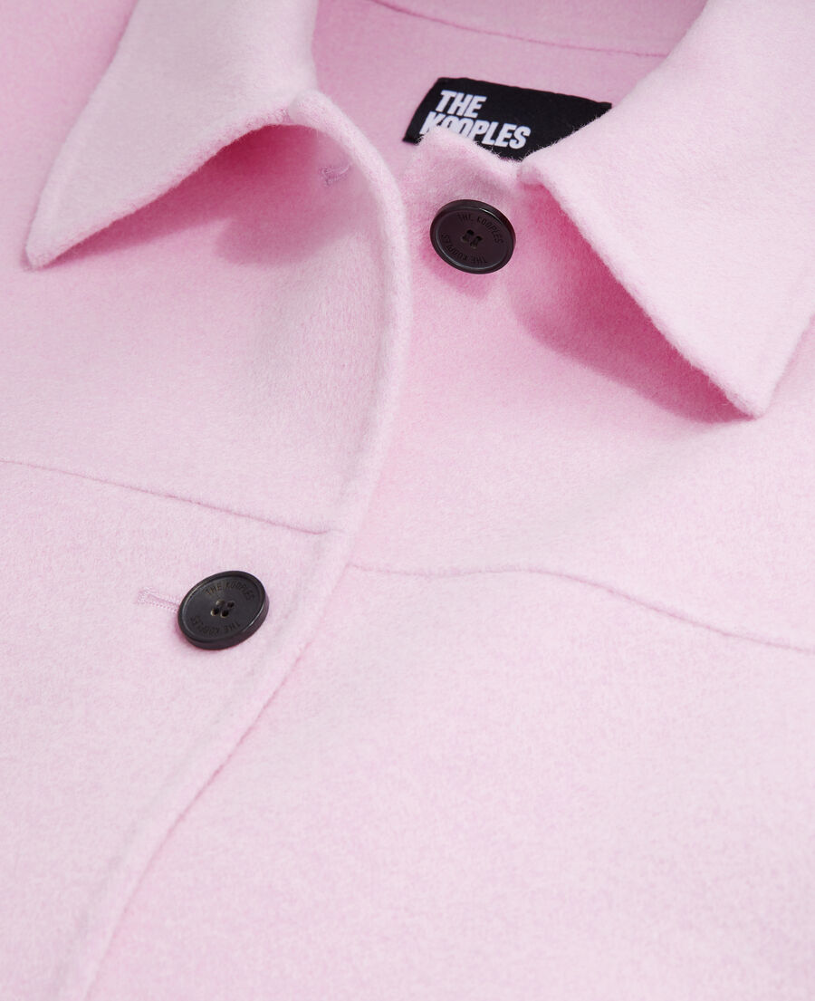 chaqueta tipo sobrecamisa rosa lana