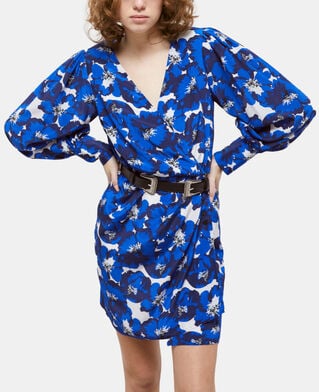 The Kooples WOMEN BLUE short printed silk wrap dress