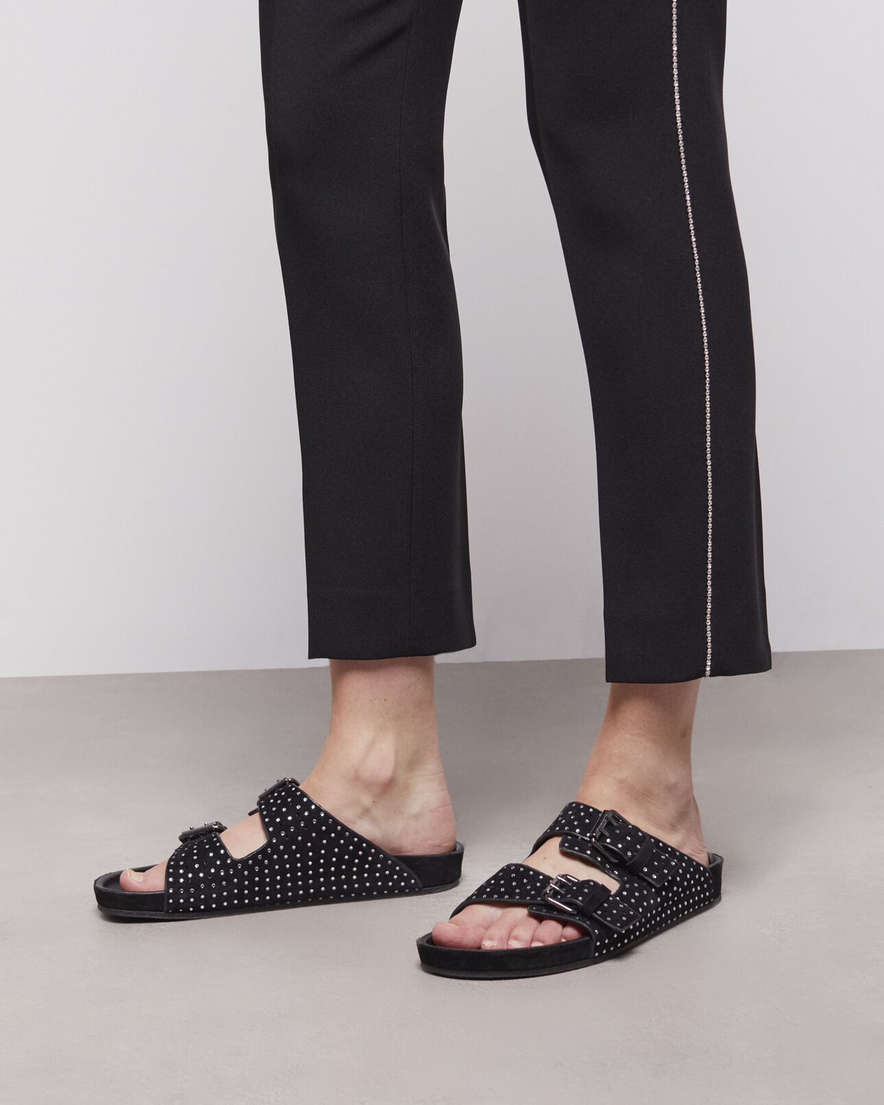 The Kooples FEMME BLACK sandales à doubles brides et strass