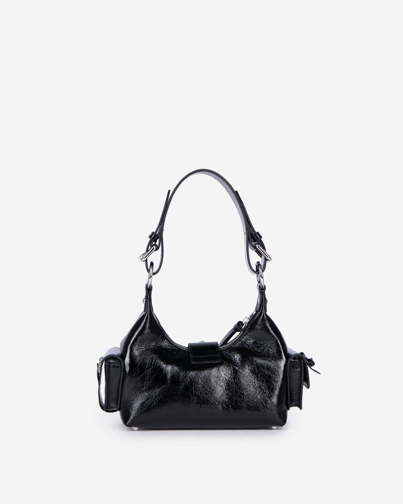 The Kooples DAMEN BLACK amelia kleine tasche aus schwarzem cracked-leder mit nieten