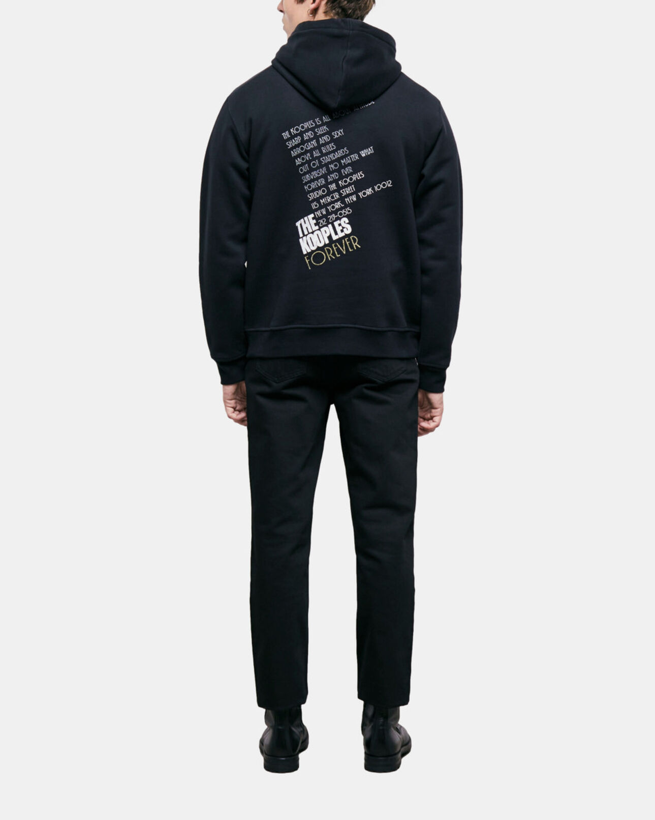 The Kooples HOMME BLACK-ANTIC GOLD sweatshirt à capuche sérigraphié tigre