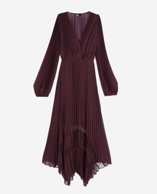 The Kooples WOMEN BURGUNDY long burgundy pleated dress
