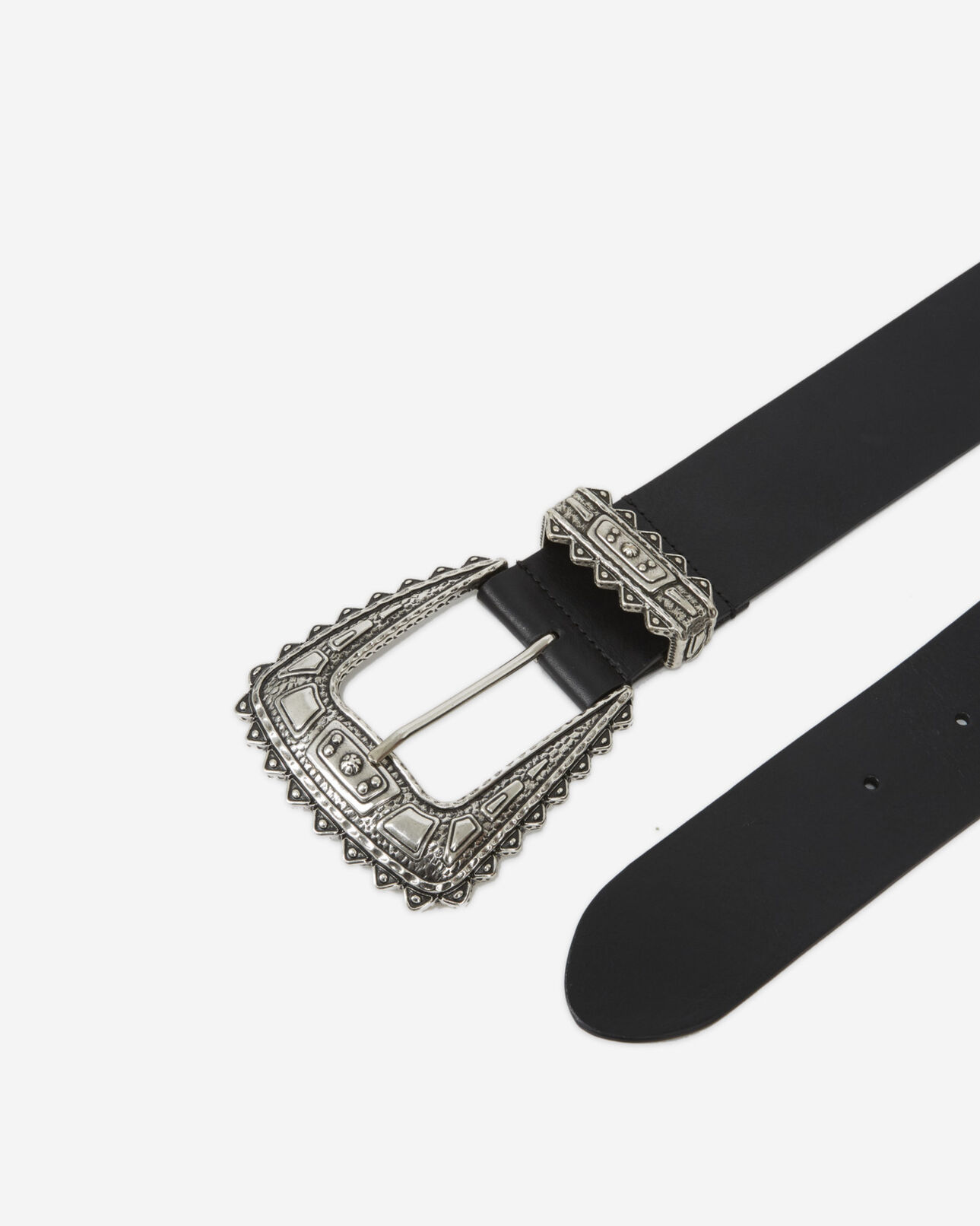 The Kooples WOMEN BLACK wide smooth leather belt