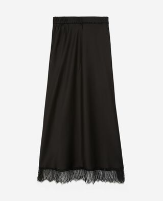 The Kooples FEMME BLACK jupe longue avec détails en dentelle noire