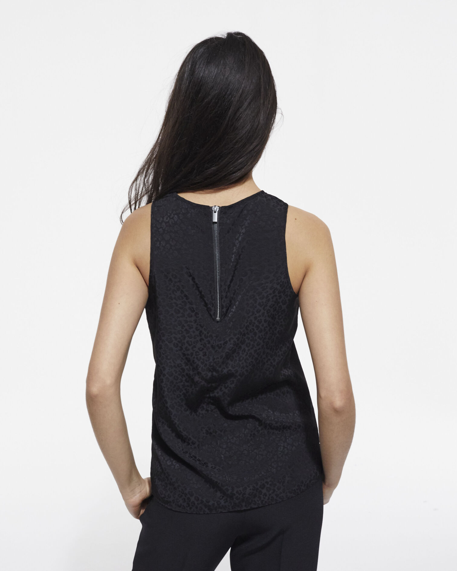 Black leopard print tank top, BLACK, hi-res image number null