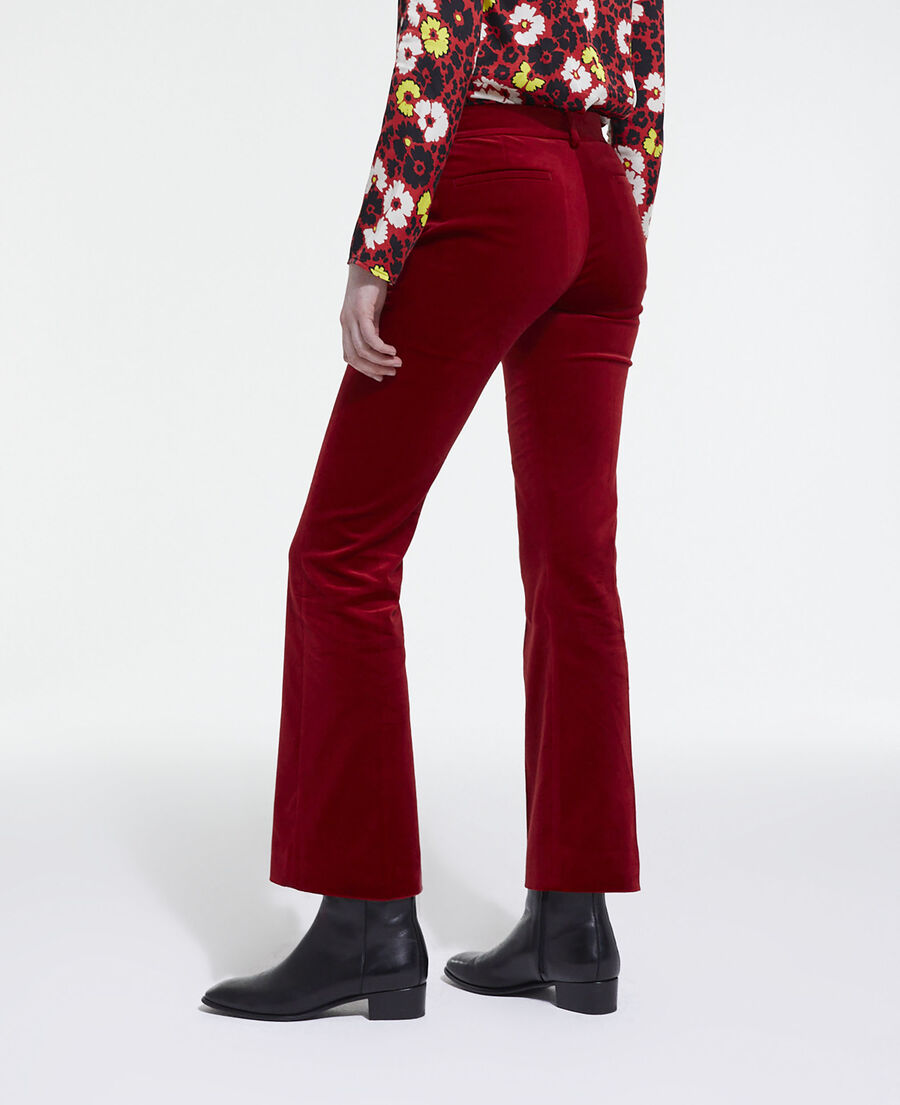 red velvet flared suit pants