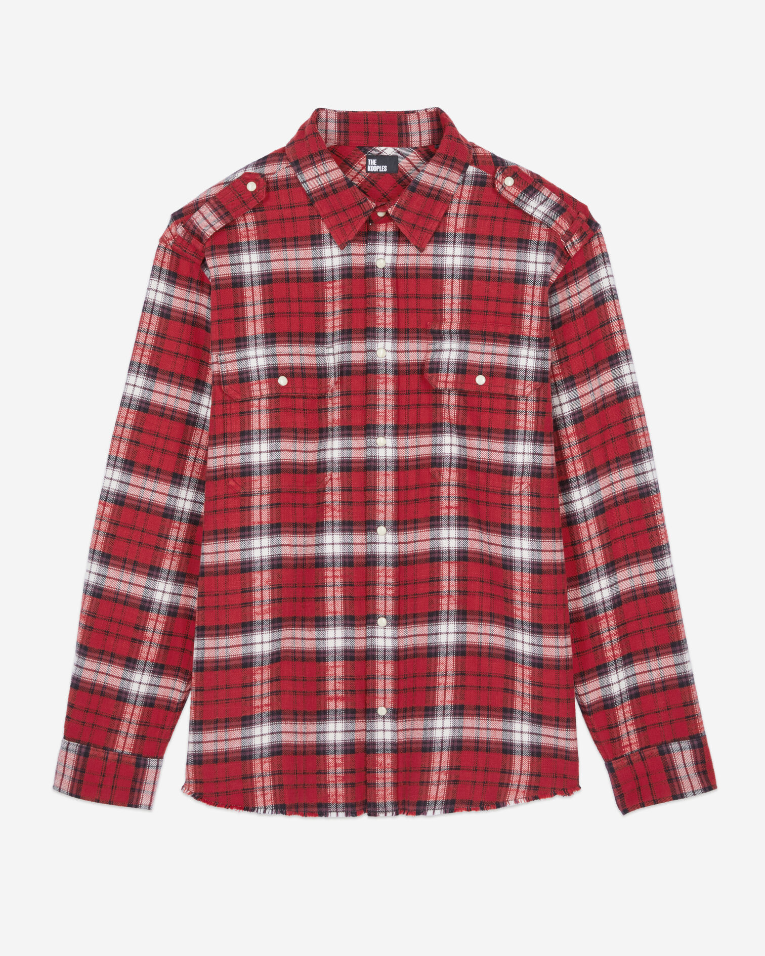 Red and white checked overshirt, BLACK-RED-WHITE, hi-res image number null