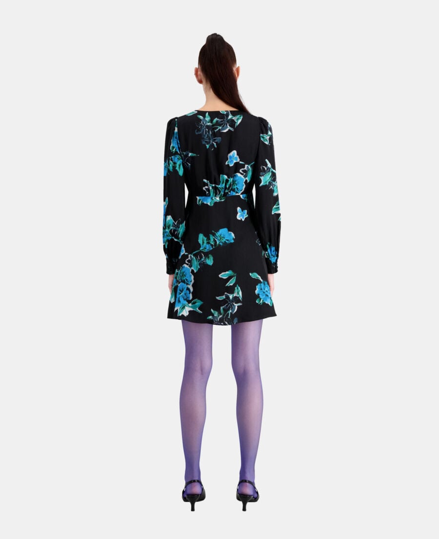 The Kooples F BLACK BLUE short printed dress with lace details