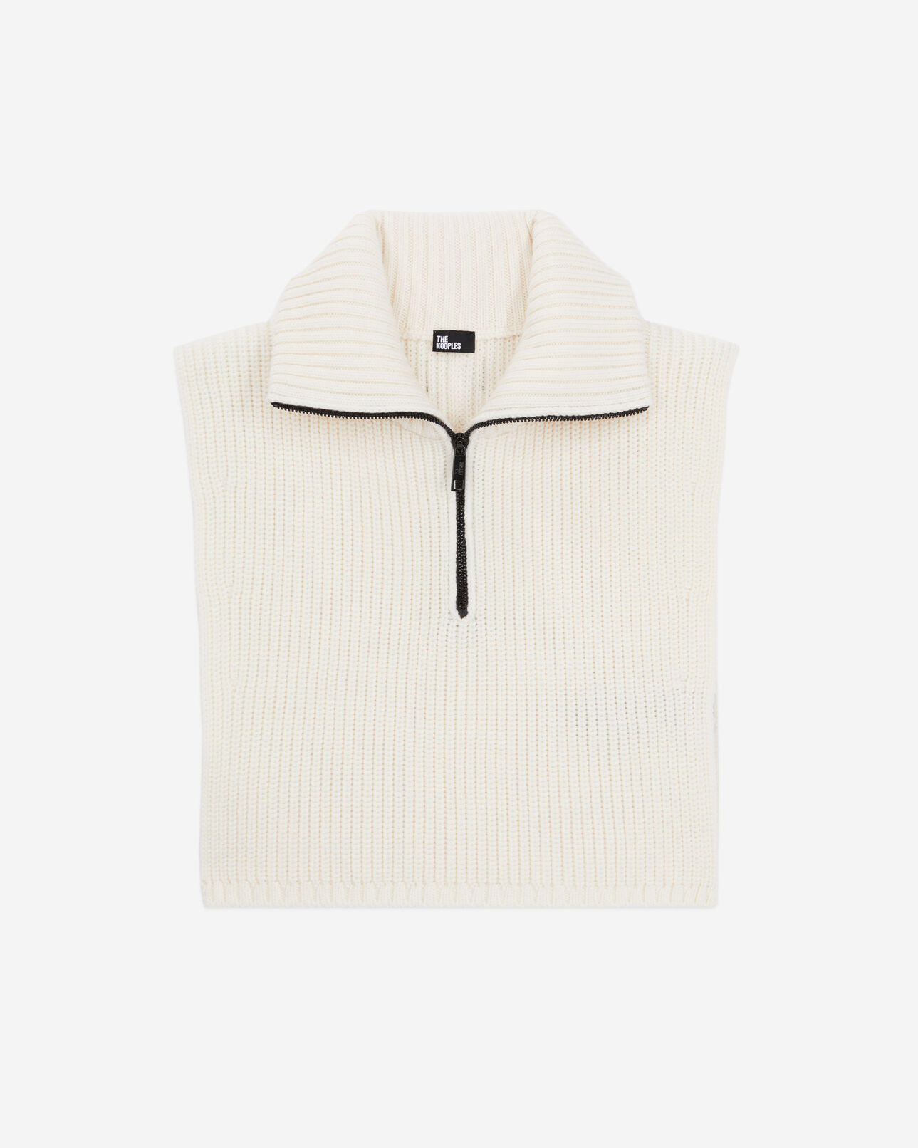 The Kooples FEMME ECRU col écharpe écru en laine côtelée