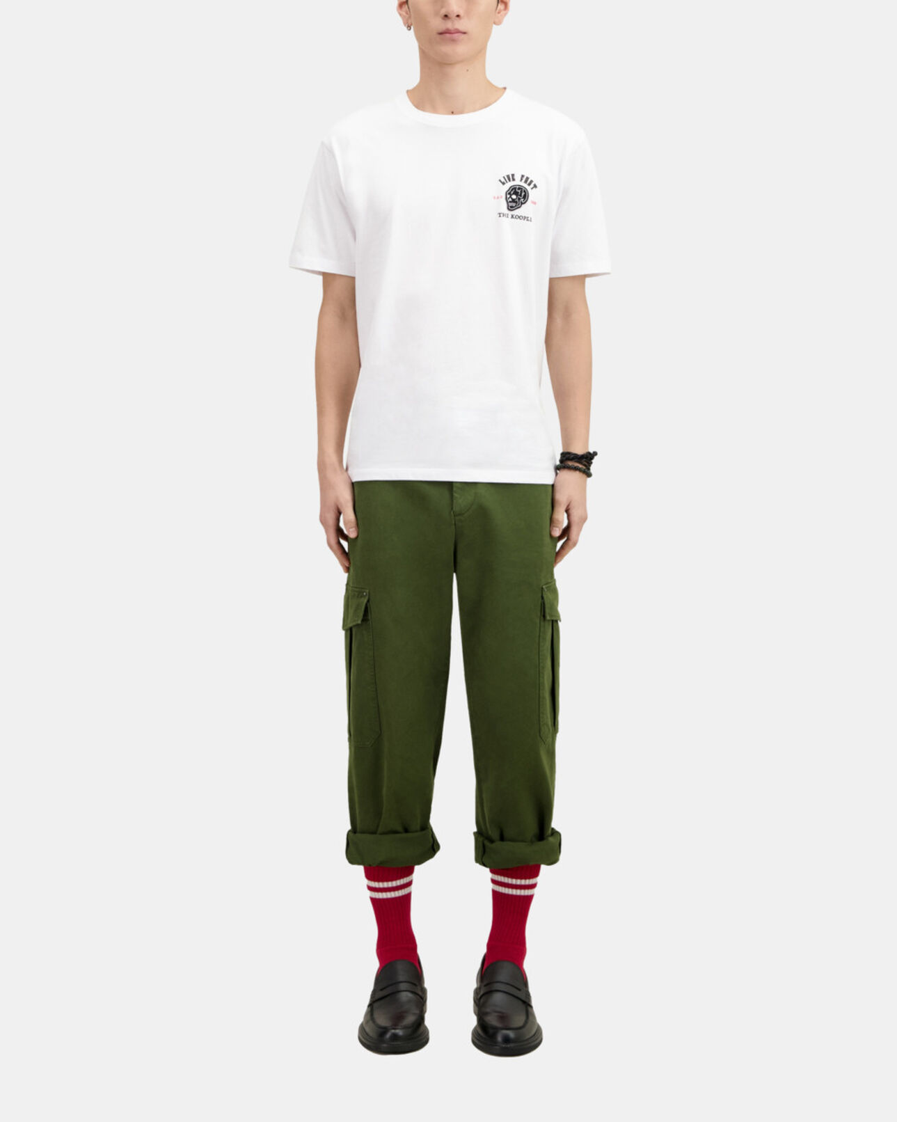 The Kooples HERREN WHITE weißes t-shirt mit „live fast“-schriftzug