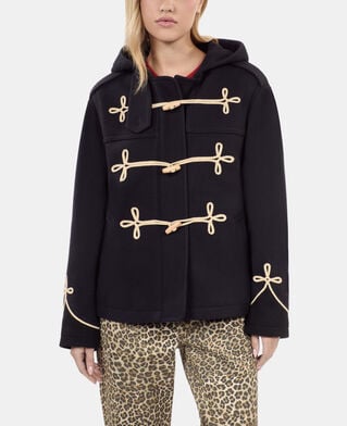 The Kooples FEMME NAVY caban court à capuche bleu marine