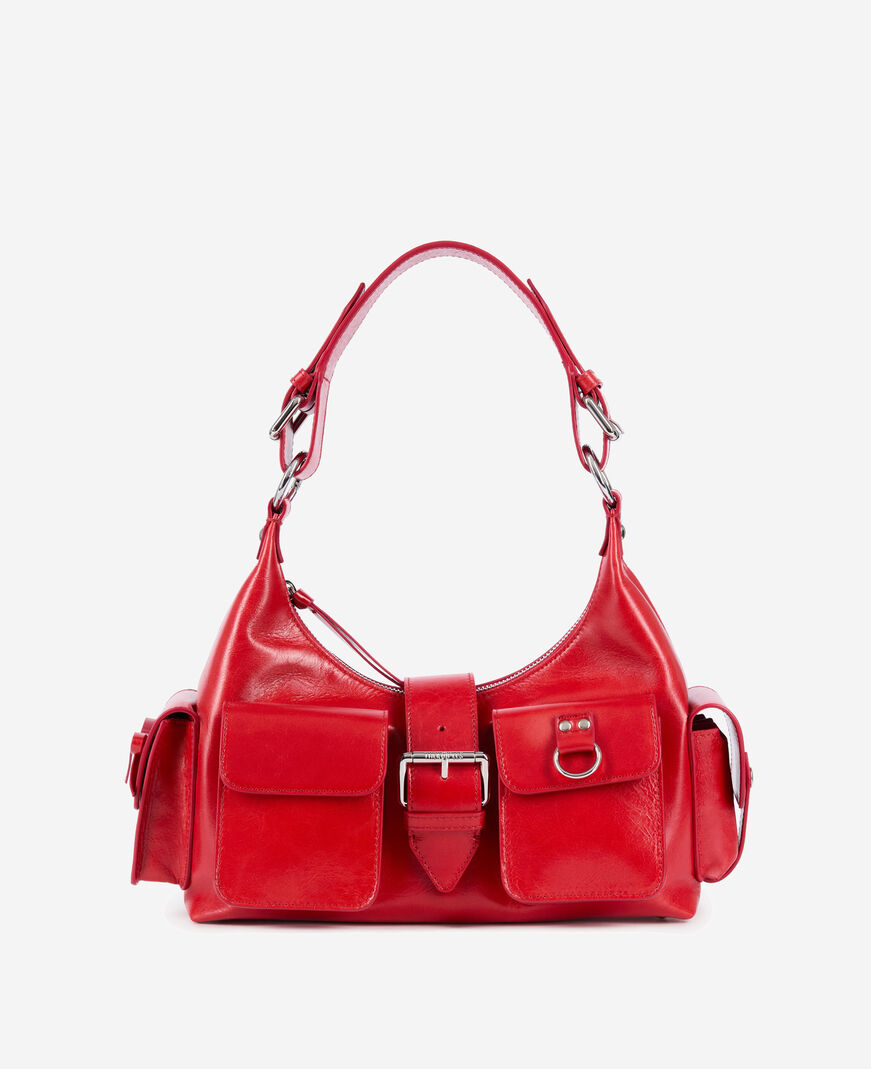 The Kooples FEMME RED sac amelia en cuir craquelé rouge